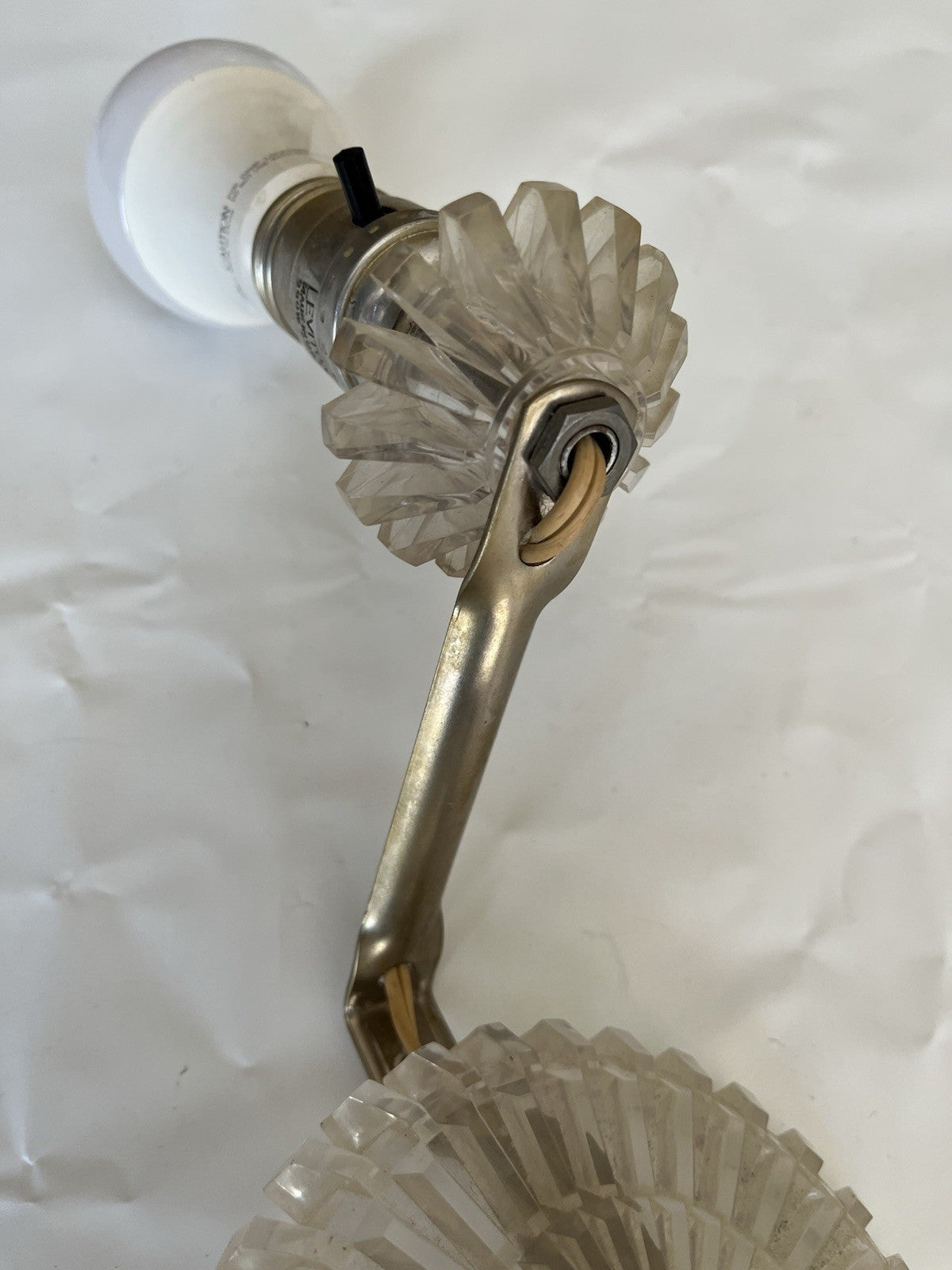 MCM/Vintage Leviton Clear Acrylic Electric Light Wall Sconce Art Deco Works!