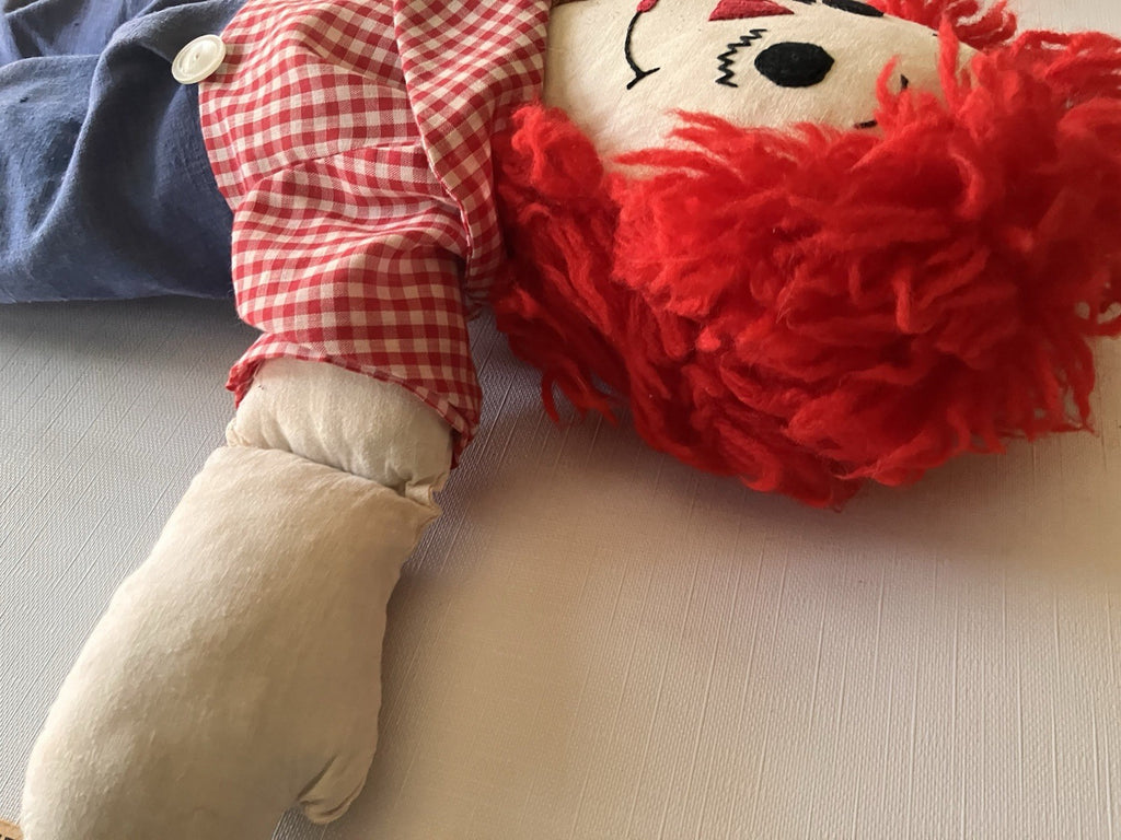 Vintage Raggedy Ann And Andy 25” Tall Dolls; Handmade Stuffed, Folk