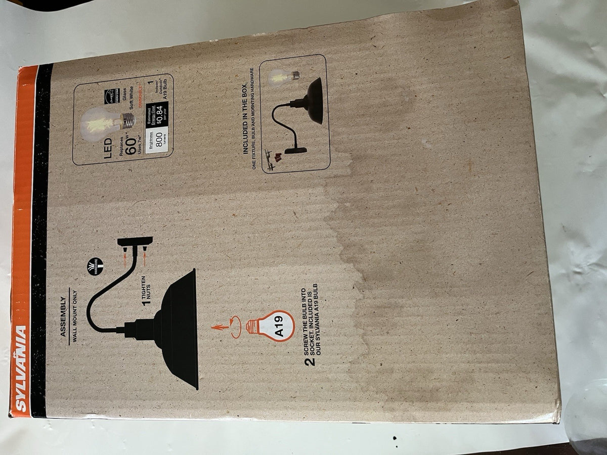 NIB Sylvania Easton Matte Black Finish Wall Mount Light; Dimmable LED Soft White