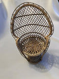 Vintage Wicker Peacock Rattan Chair 15.5 Plant Stand Doll Chair