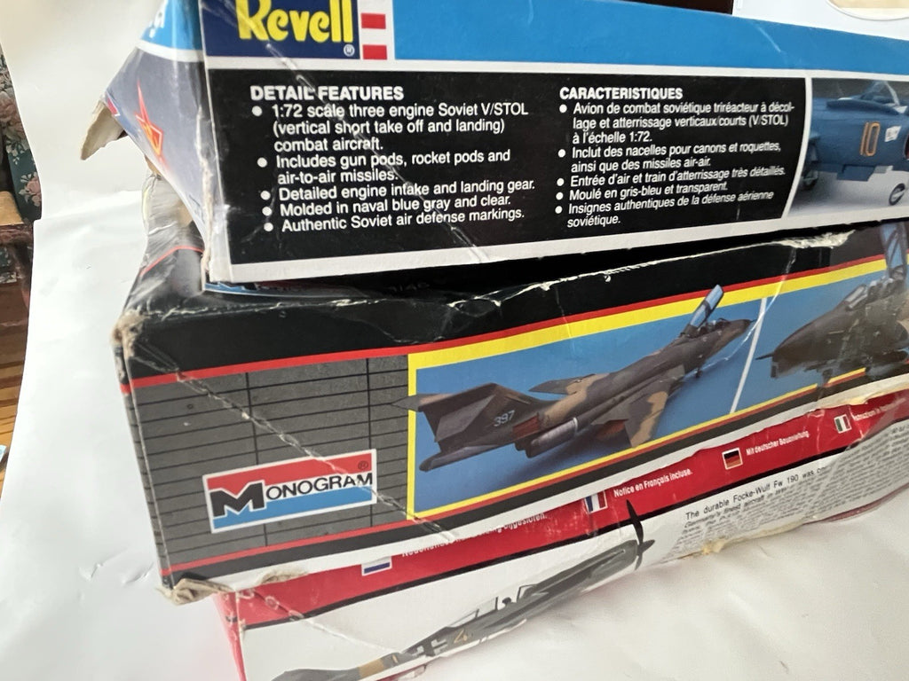 3-Vintage Model Kits  RF-101B Recon Kit; Reveal Yak-38 Forger; P-51B 1:48 Scale
