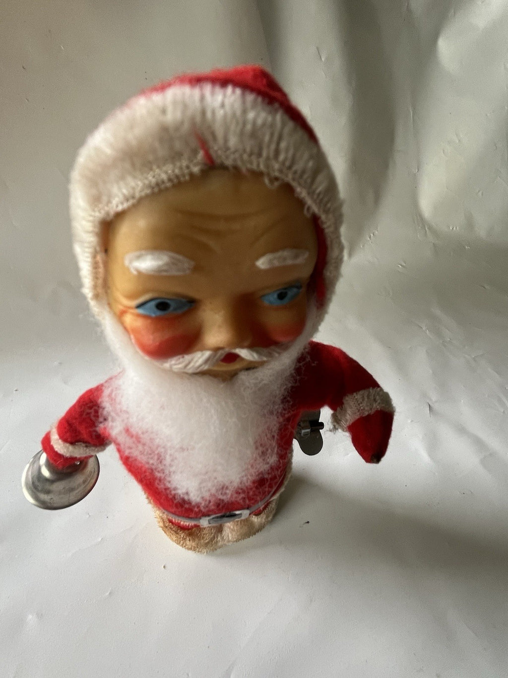 Vintage MCM 1950/60’s Mechanical Santa Claus Alps 6.5" Tall, Blue Eyes. Works!