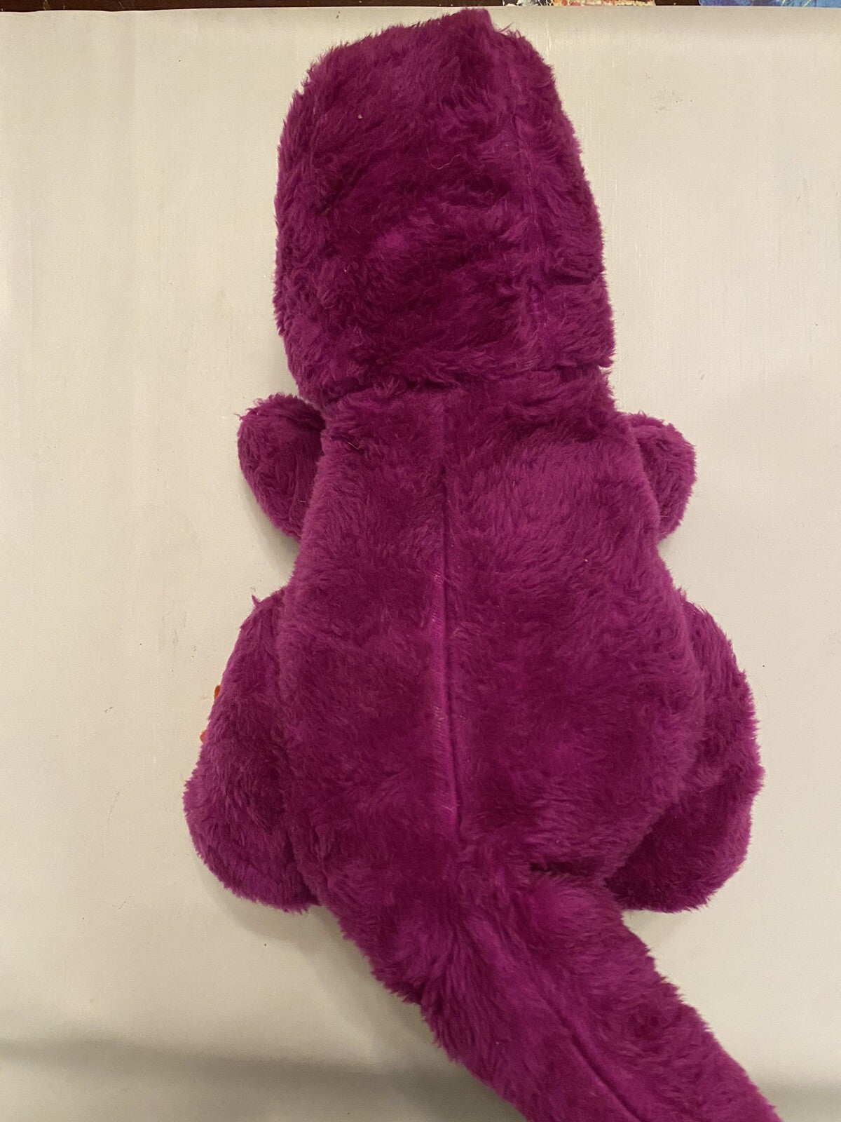 Early Unbranded Barney 15” Plush White Mouth & Soles Orange Toes RARE