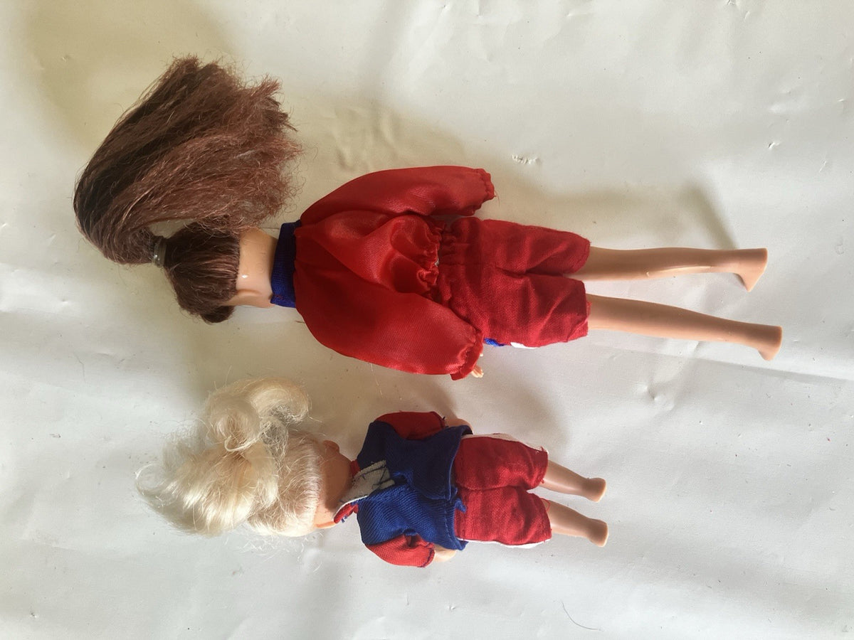 Vintage 1990s Kid Kore Play Doll Lot Of 2; 5-7” Dolls Matching Outfit