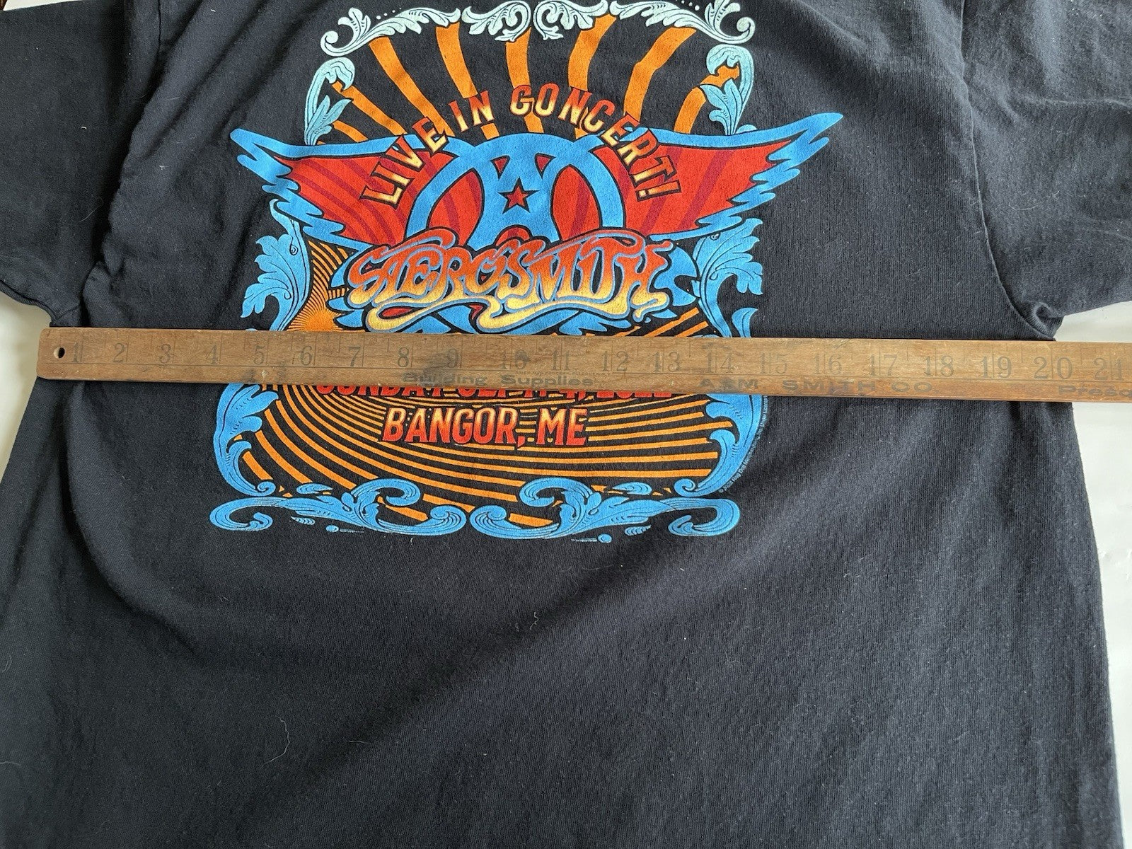 Aerosmith Black Authentic 2022 Concert T-shirt Live Bangor CONCERT Large Size