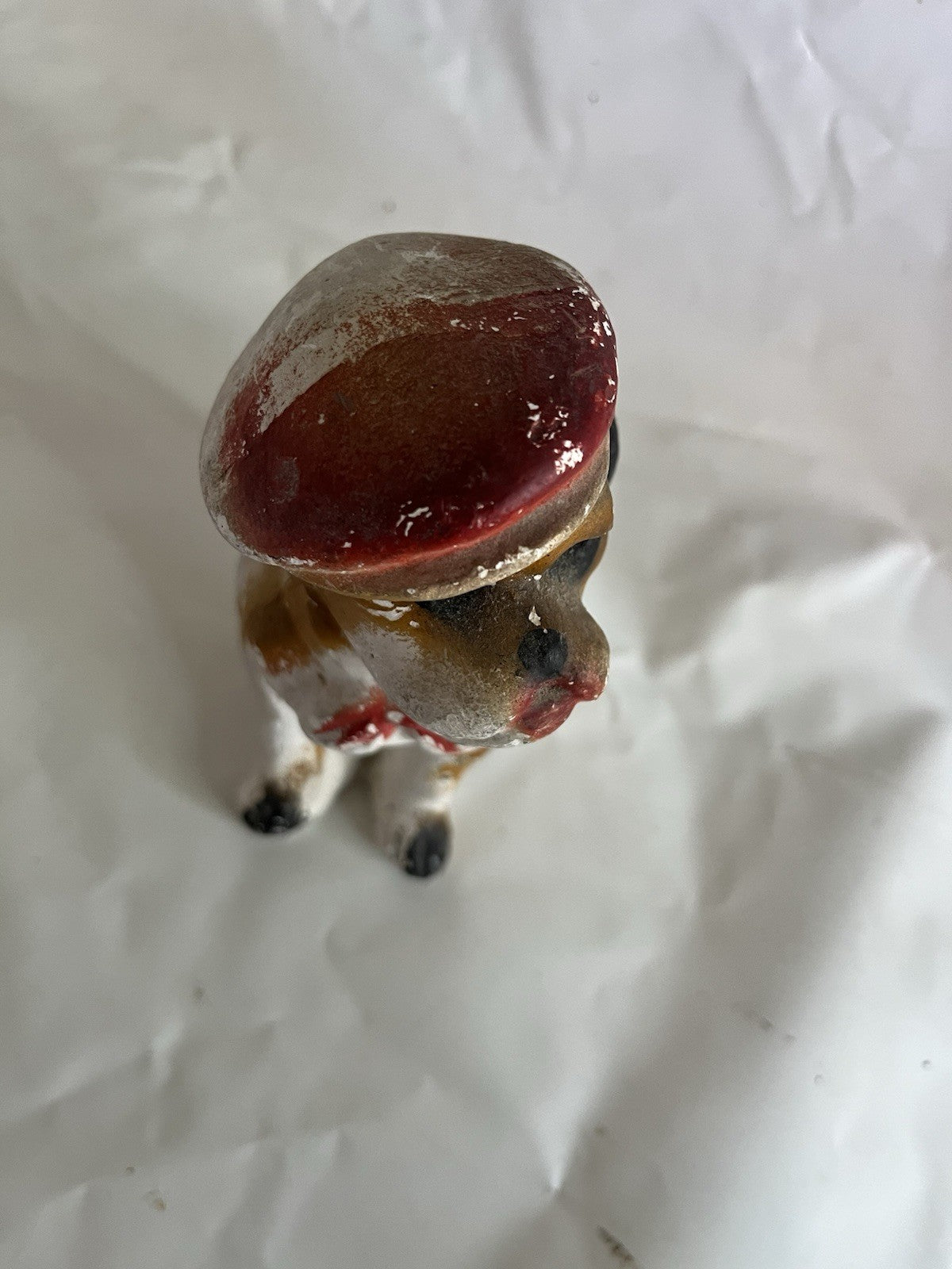 Vintage MCM Chalkware Pitbull Dog Figurine 