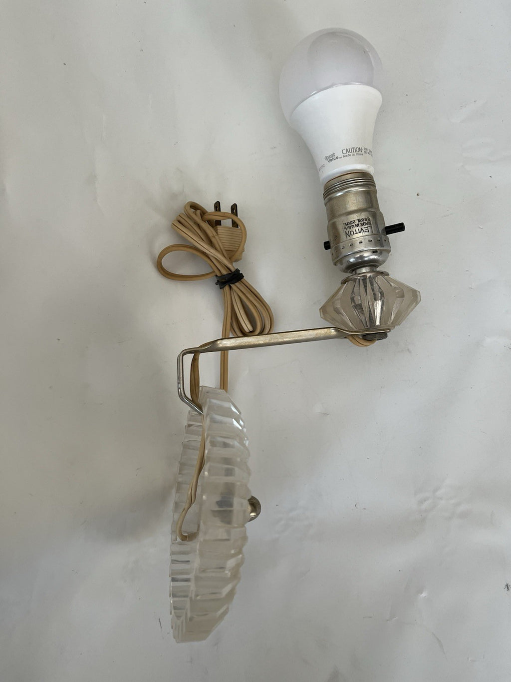 MCM/Vintage Leviton Clear Acrylic Electric Light Wall Sconce Art Deco Works!