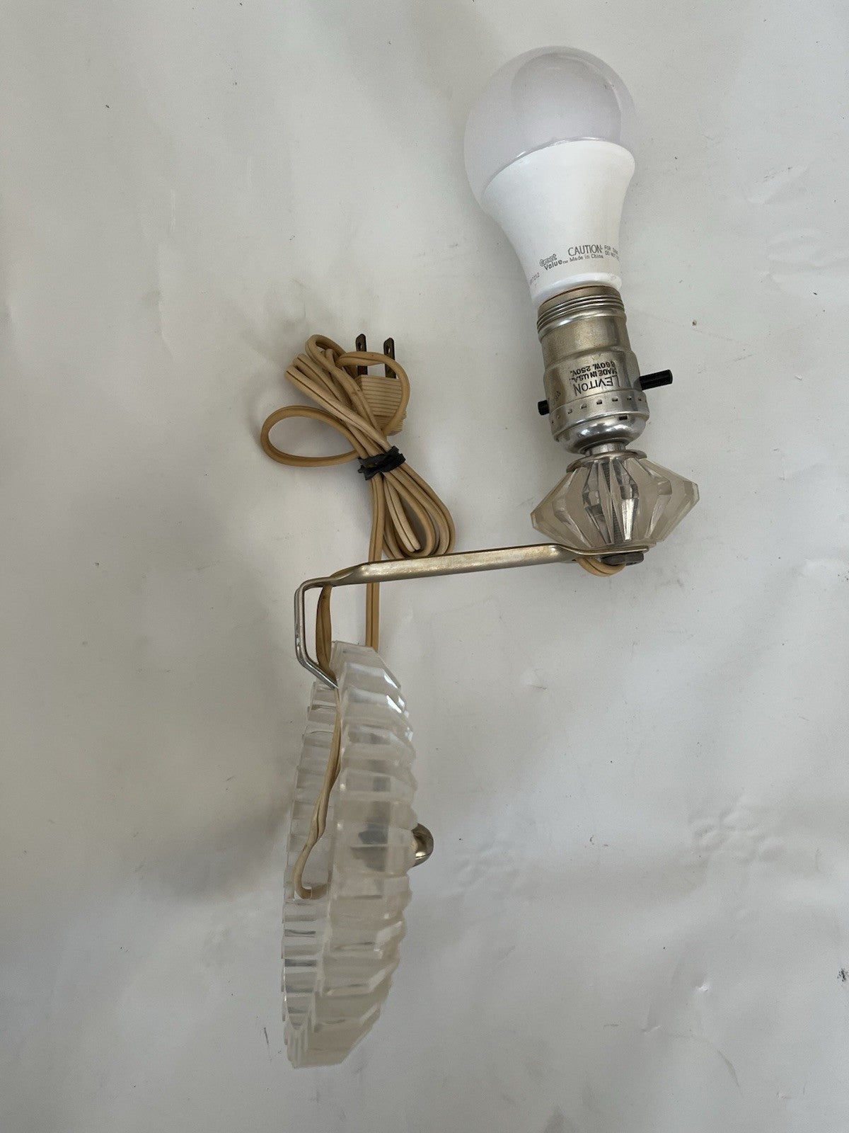 MCM/Vintage Leviton Clear Acrylic Electric Light Wall Sconce Art Deco Works!