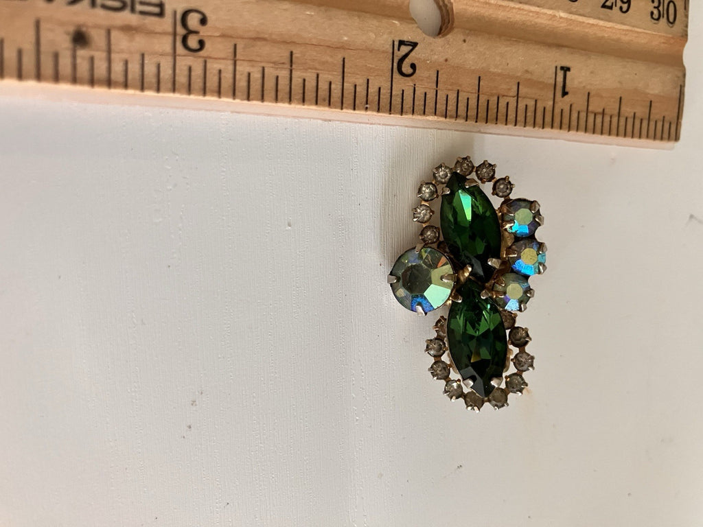 Vintage Aurora Borealis Rhinestone Small Brooches Lot Of 2.