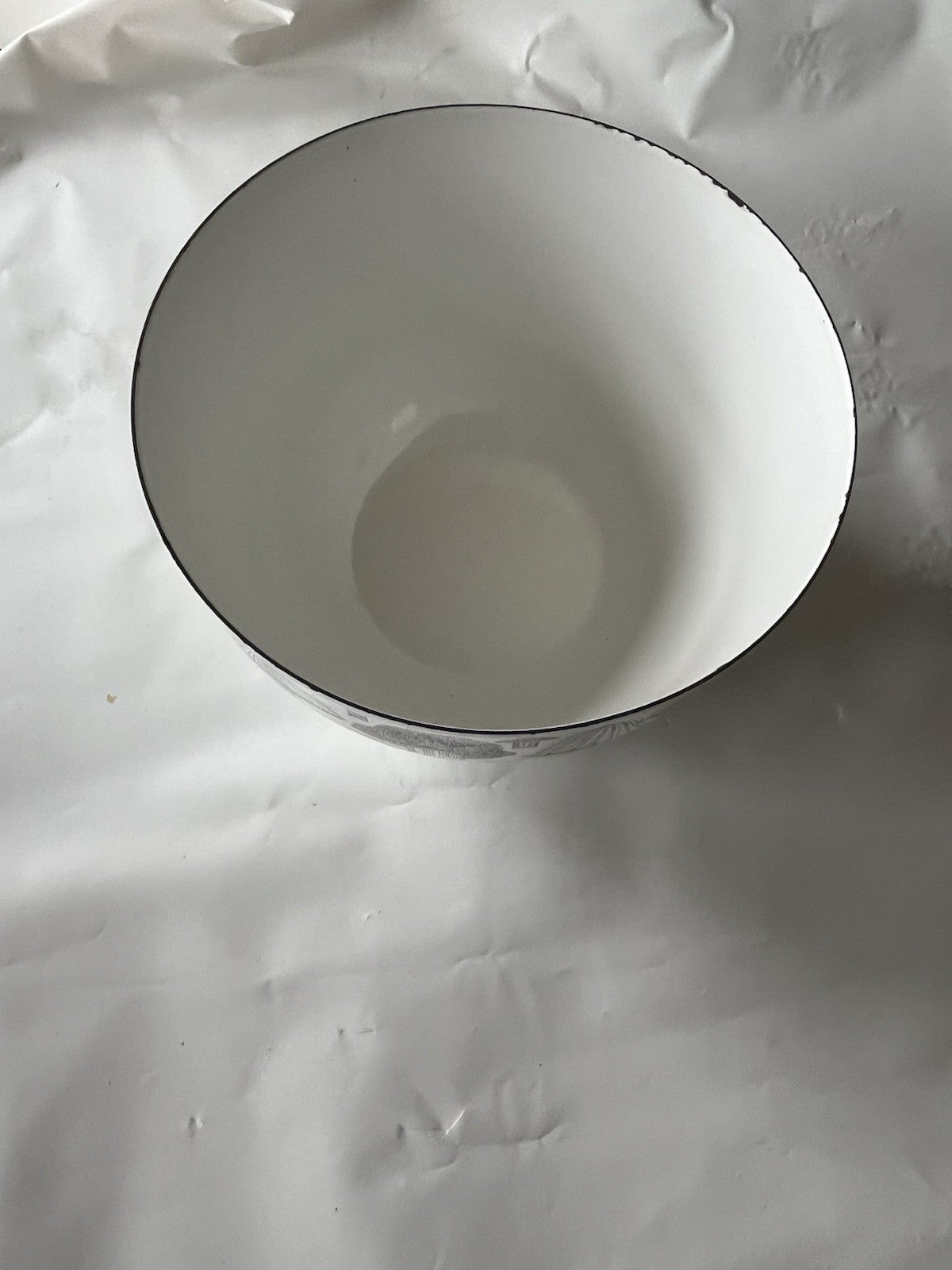 Vintage Finland Black White Enamel Mushroom Bowl Finel Wartsila Mid Century