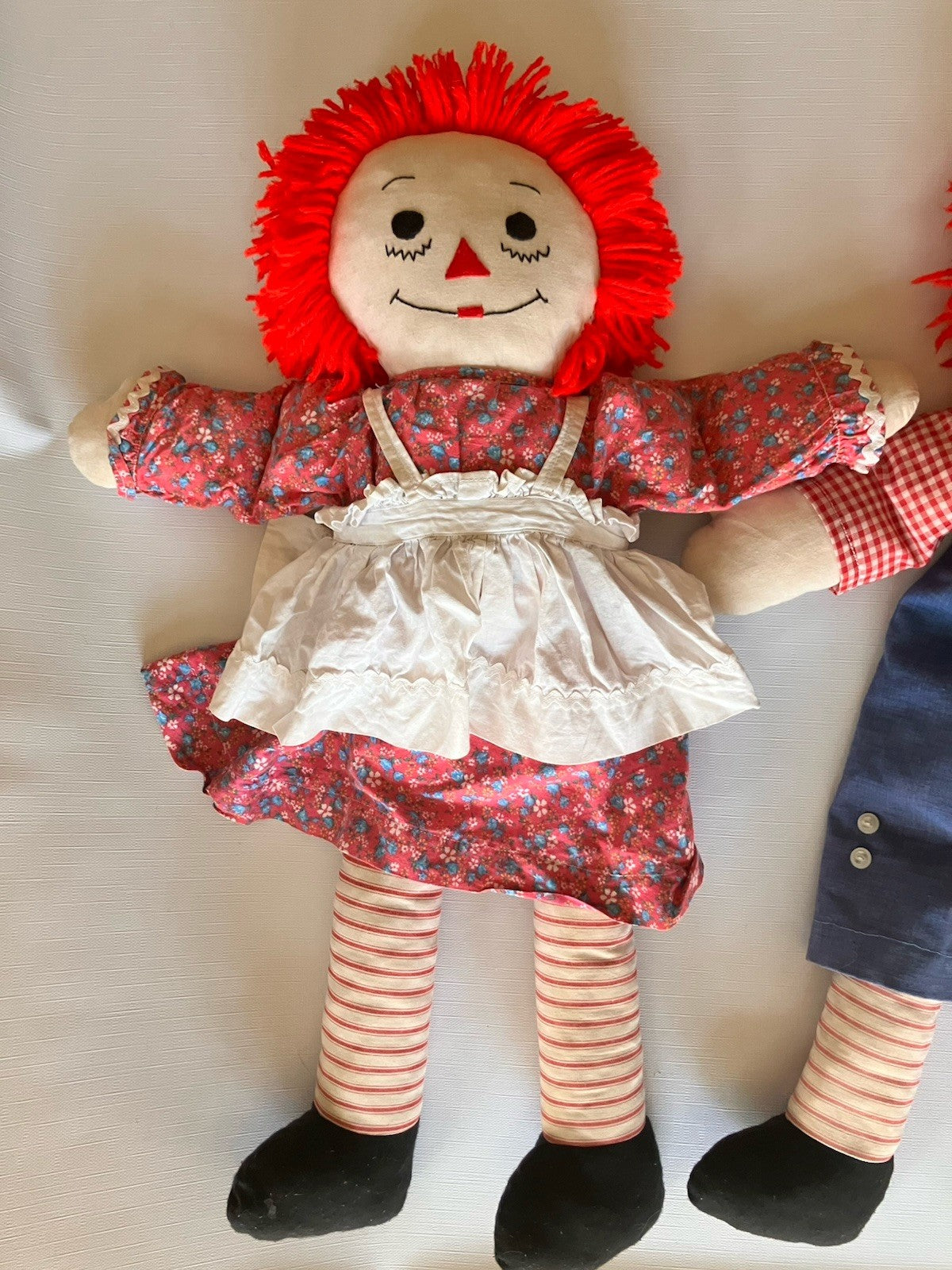 Vintage Raggedy Ann And Andy 25” Tall Dolls; Handmade Stuffed, Folk