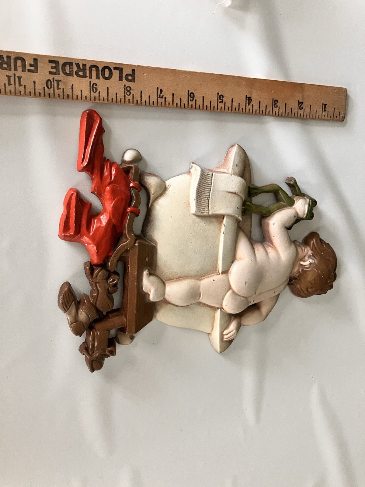 Vintage 1970 Sexton Cast Iron BATH TIME BOY & Frog Wall Decor MCM