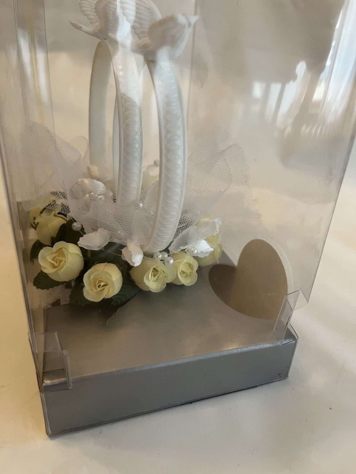 Vintage 1998 Wilson Cake Wedding Topper W/ Rings And Dove, Roses NOS