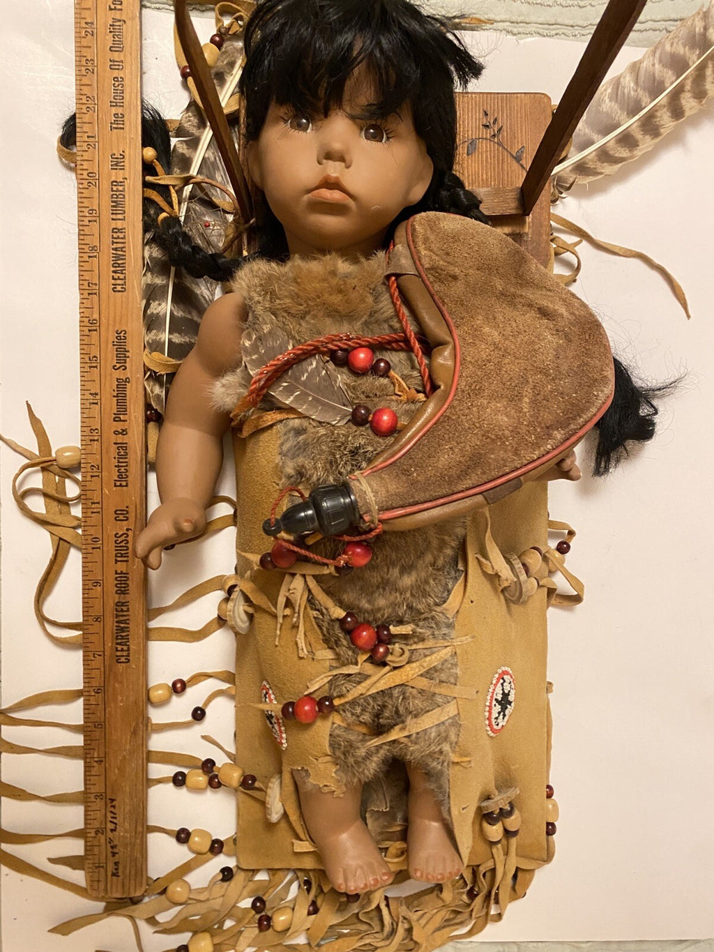 Vintage Native American Mohawk Ceramic Doll 23”