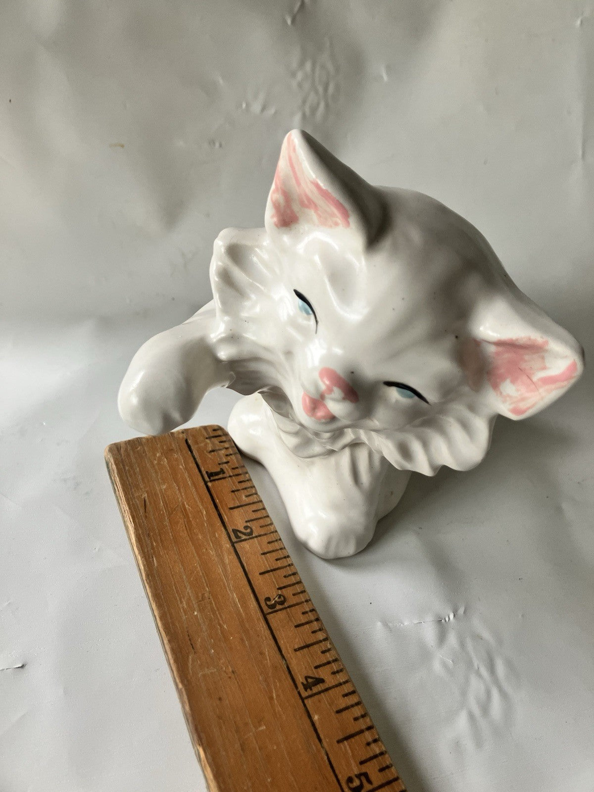 Vintage Pair Of 4” Tall White Persian Hobbiest Cat Figurines, Playful 1970s