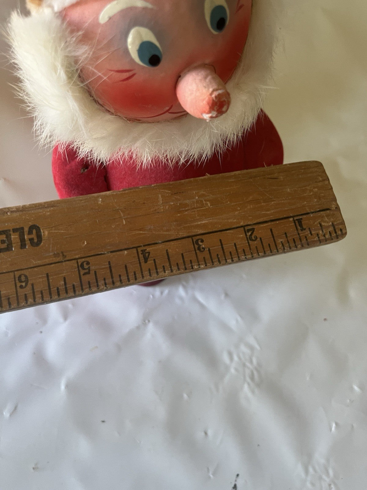 1946 WEST GERMANY 7” SANTA FIGURAL CANDY CONTAINER CHRISTMAS Flocked Paper Mache