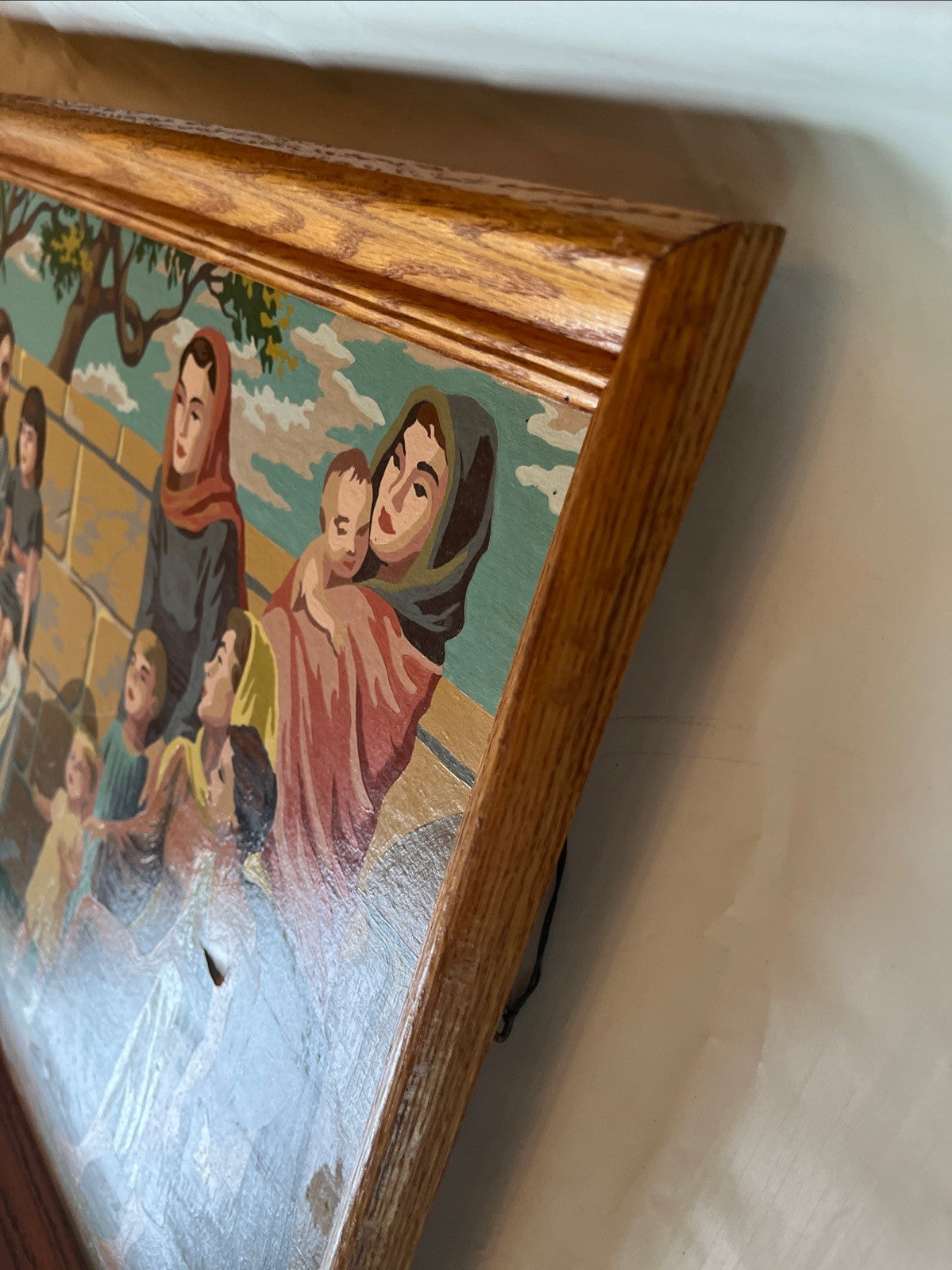 Vintage MCM “Jesus And Little children” Paint By Numbers 27”x21” Framed; 1963
