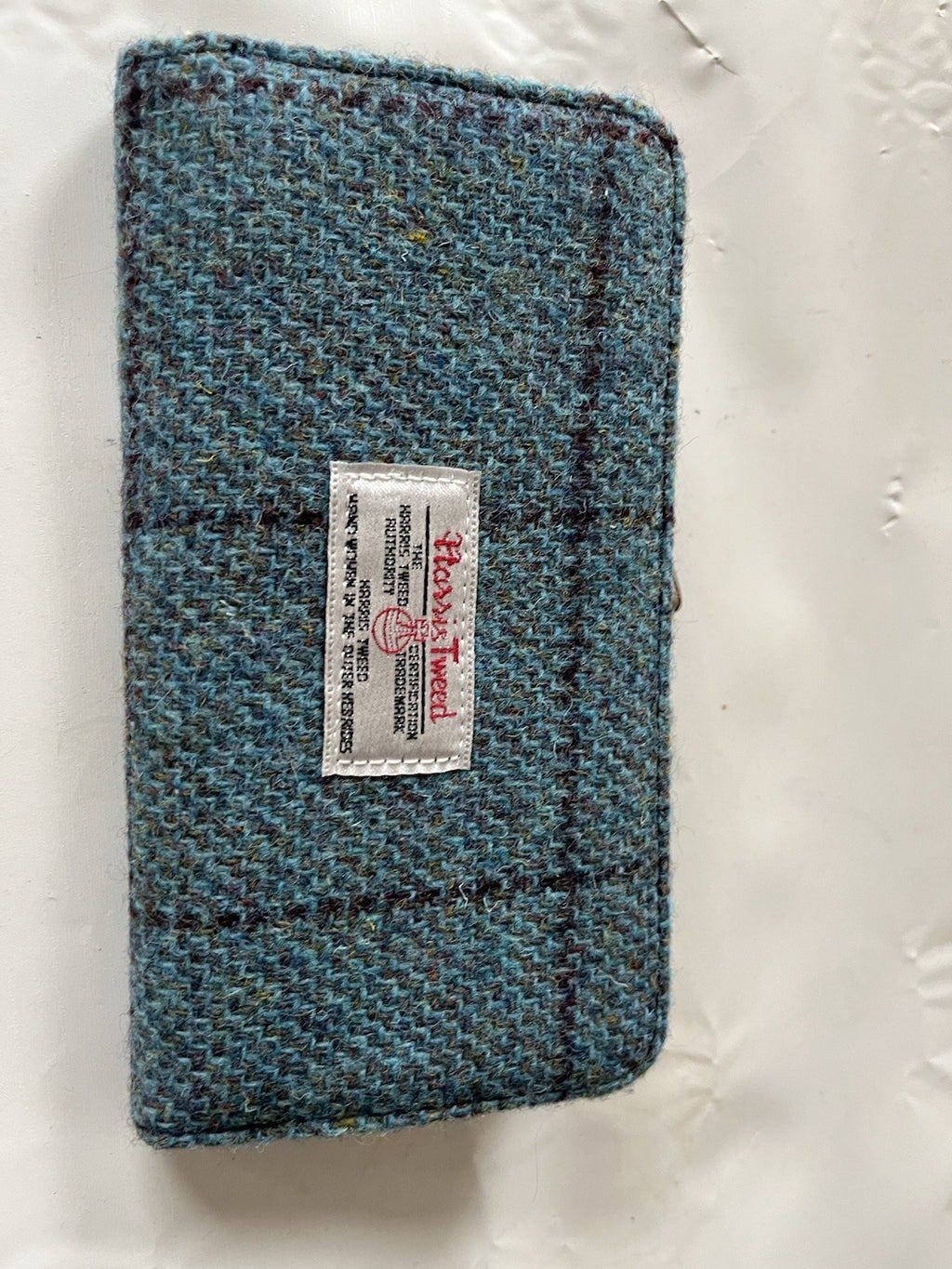 Harris Tweed Womens Blue Plaid Snap Wallet Glen Alpine Of Scotland Tag