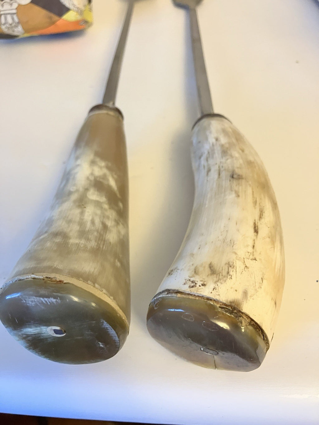 Vintage And Rare Altahualyco Grill Fork And Knife; Bull Horn Handles-19” Long