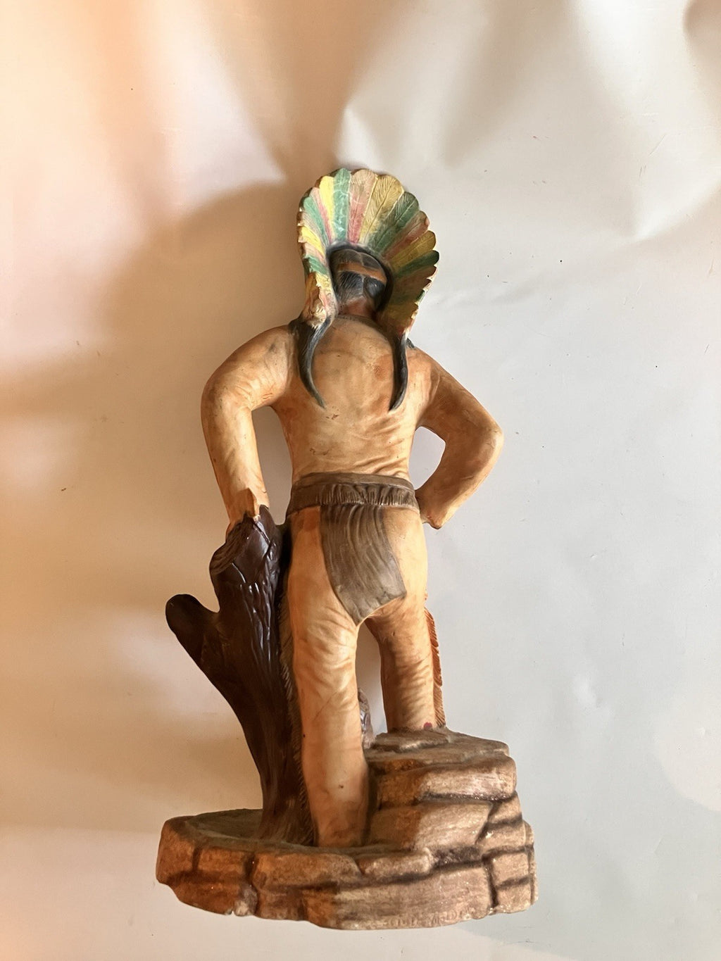 1980s Ceramic Native American Statue 16” Tall
