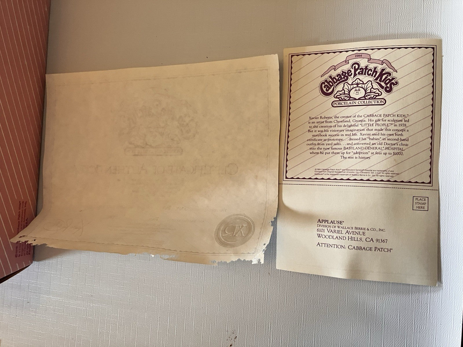 1984 Collectors Item Cabbage Patch Kids Jeffrey Nicholas Porcelain Doll #4884
