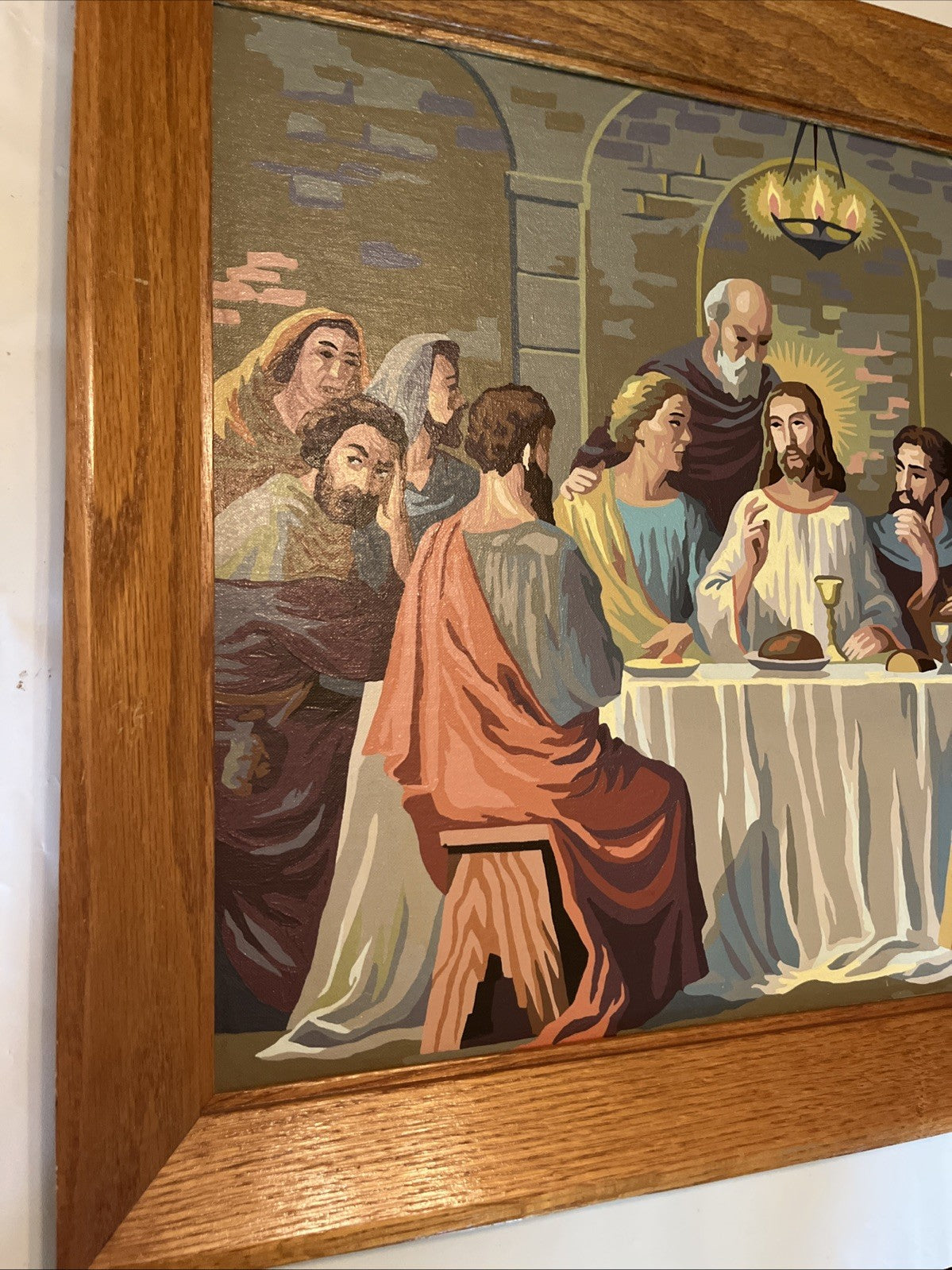 Vintage Paint By Numbers 21x27” “Last Supper” Framed Painting