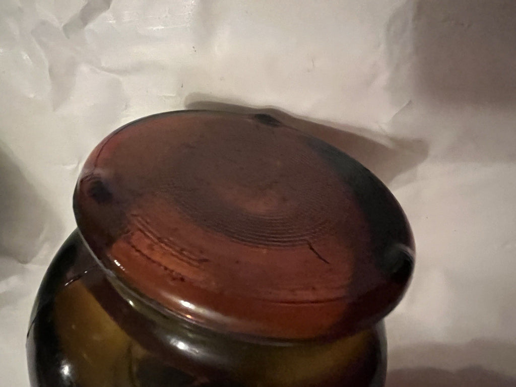 Vintage Amber Glass Hurricane Kerosene Lamp  With Original Glass Globe