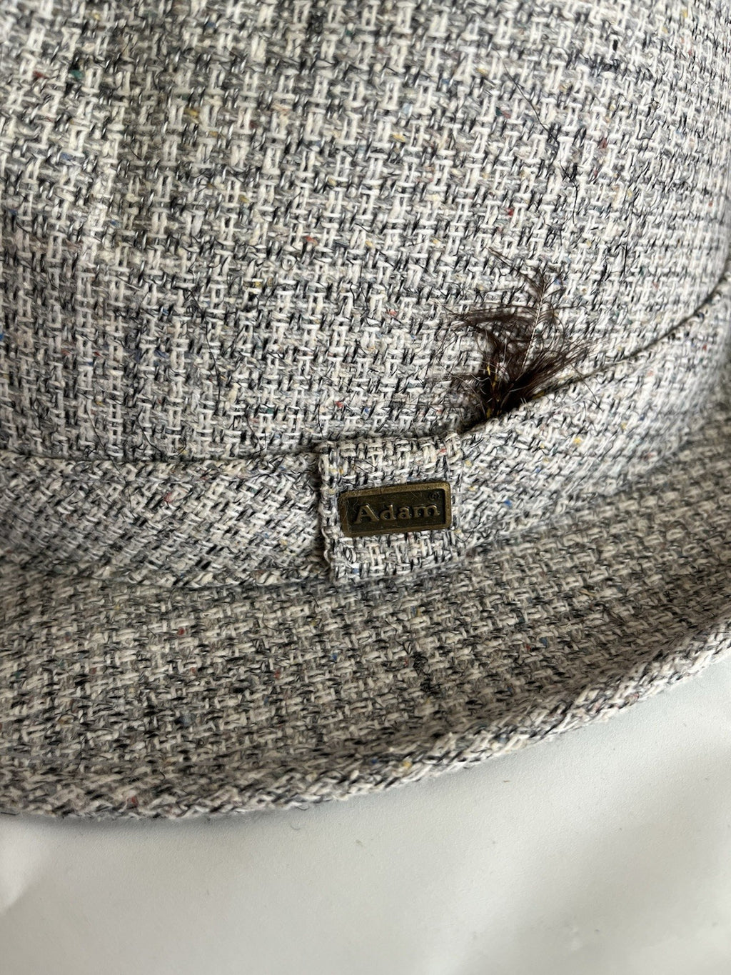 Vintage Men’s Adam Tweed Fedora Hat; 7-71/8 Medium Grey/tan Tweed Tone