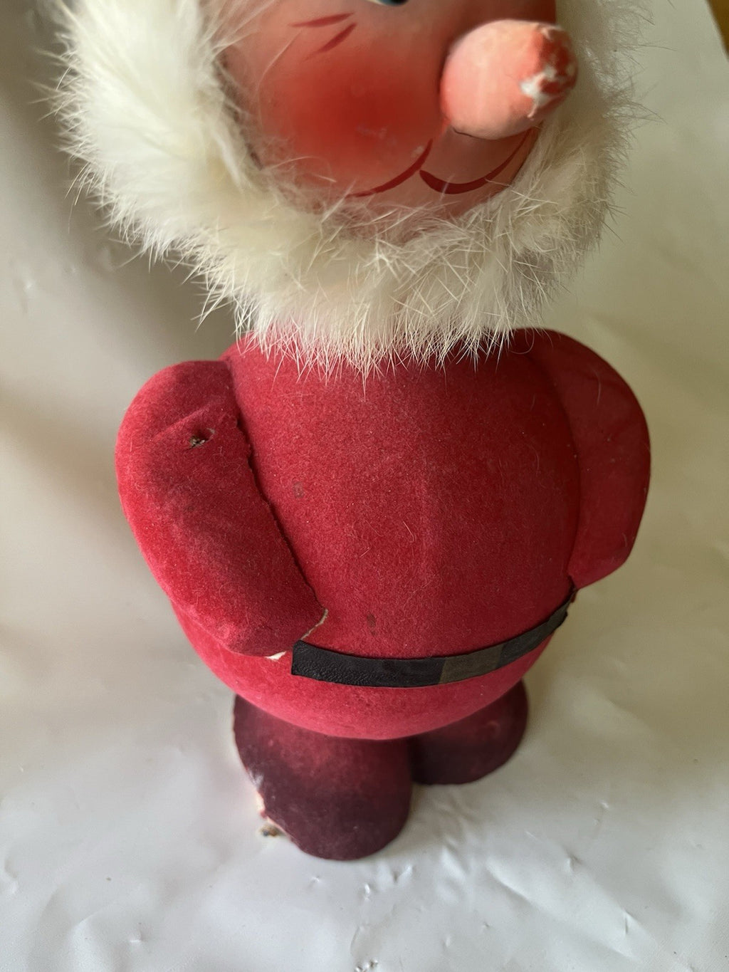 1946 WEST GERMANY 7” SANTA FIGURAL CANDY CONTAINER CHRISTMAS Flocked Paper Mache