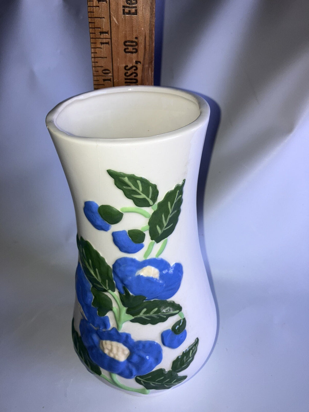 Vintage Floral Pottery Vase 10” Tall