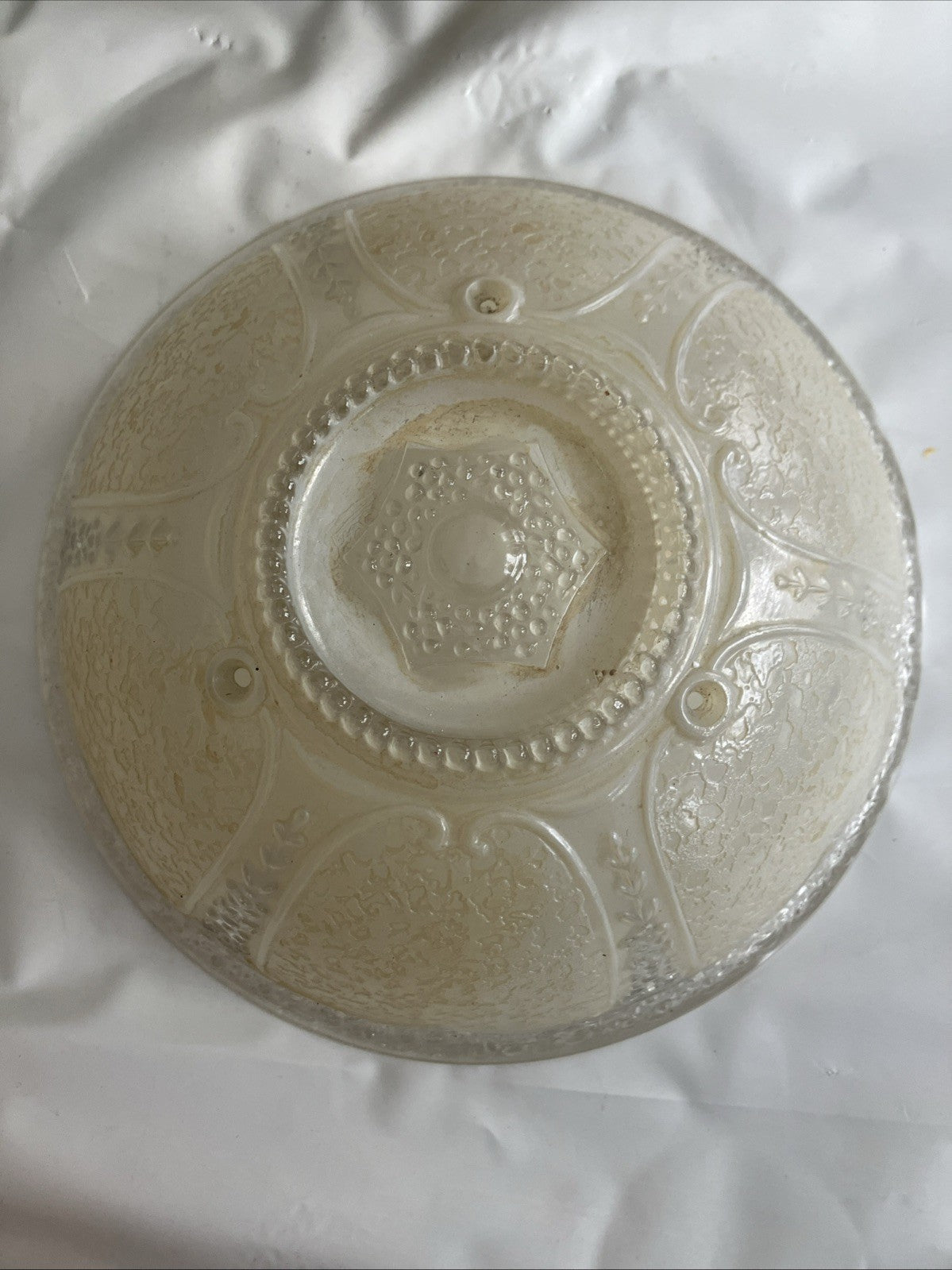 1920 Antique Embossed Floral Star Paneled Hanging Ceiling Chandelier Light Shade