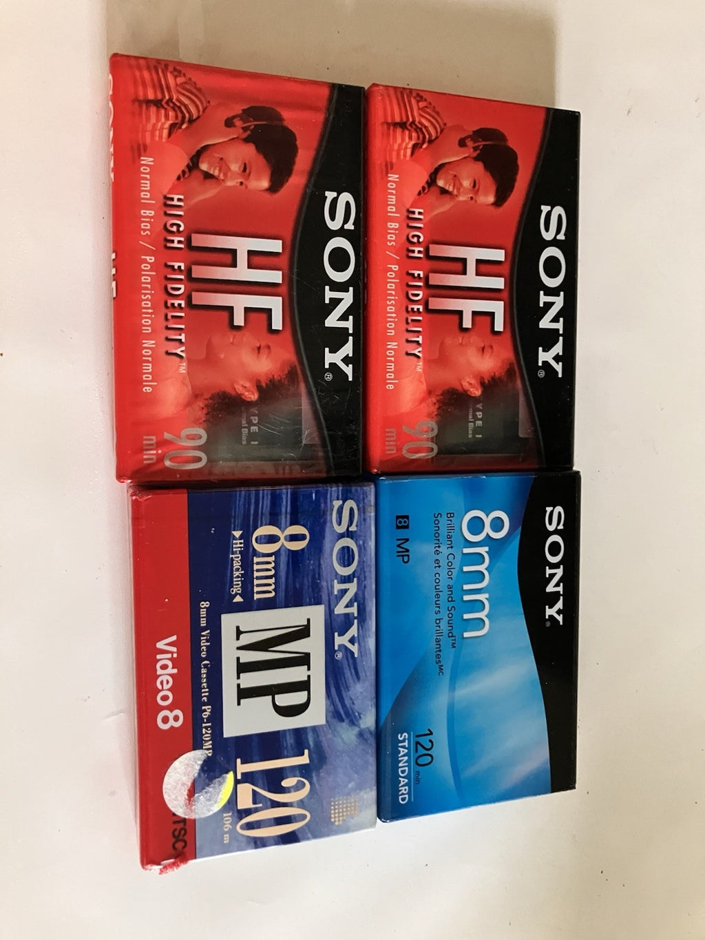 Sony 8mm Standard 120 Min/ 90 Min Cassettes For Recording. Sealed Lot Of 4.