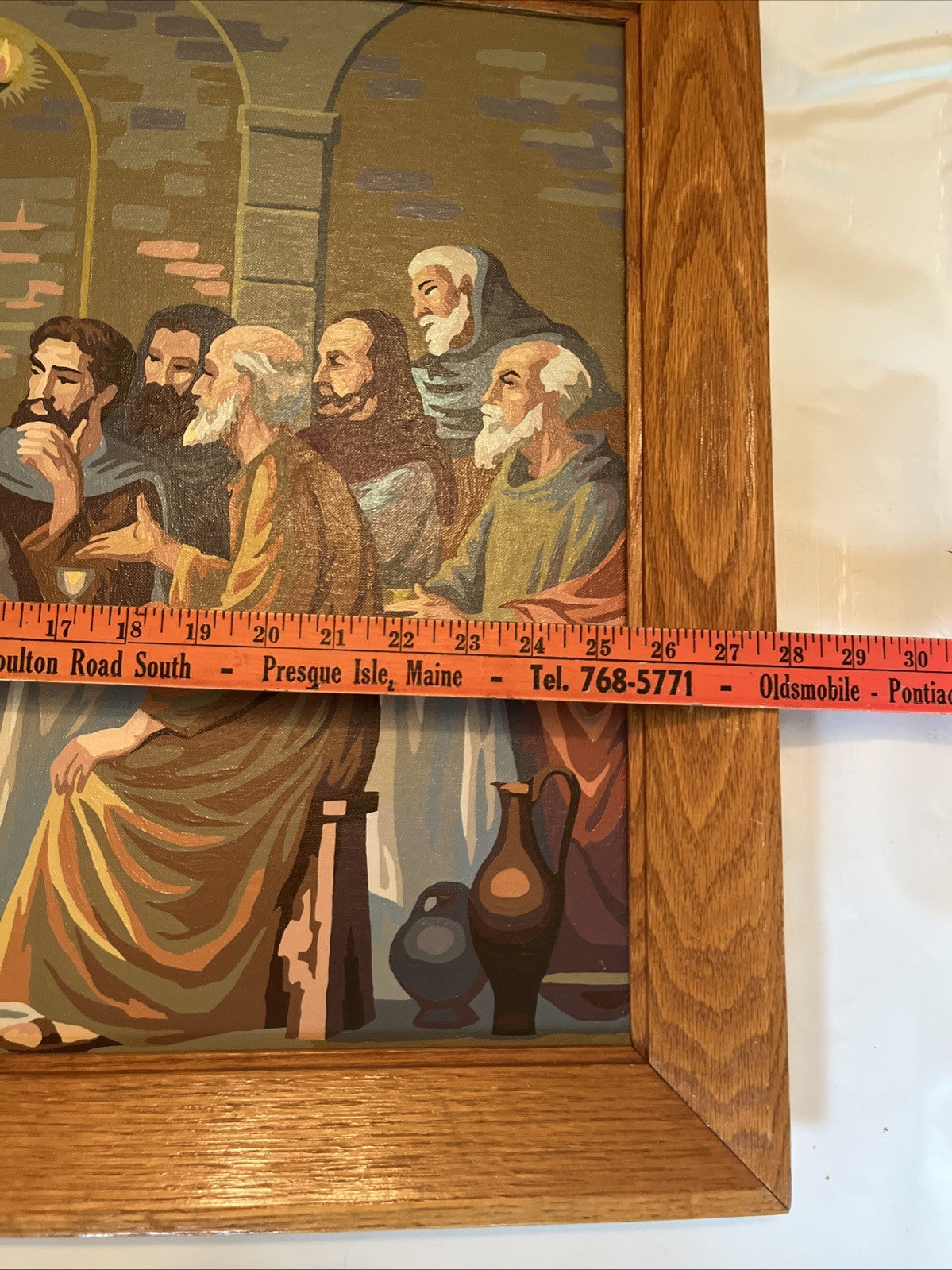 Vintage Paint By Numbers 21x27” “Last Supper” Framed Painting