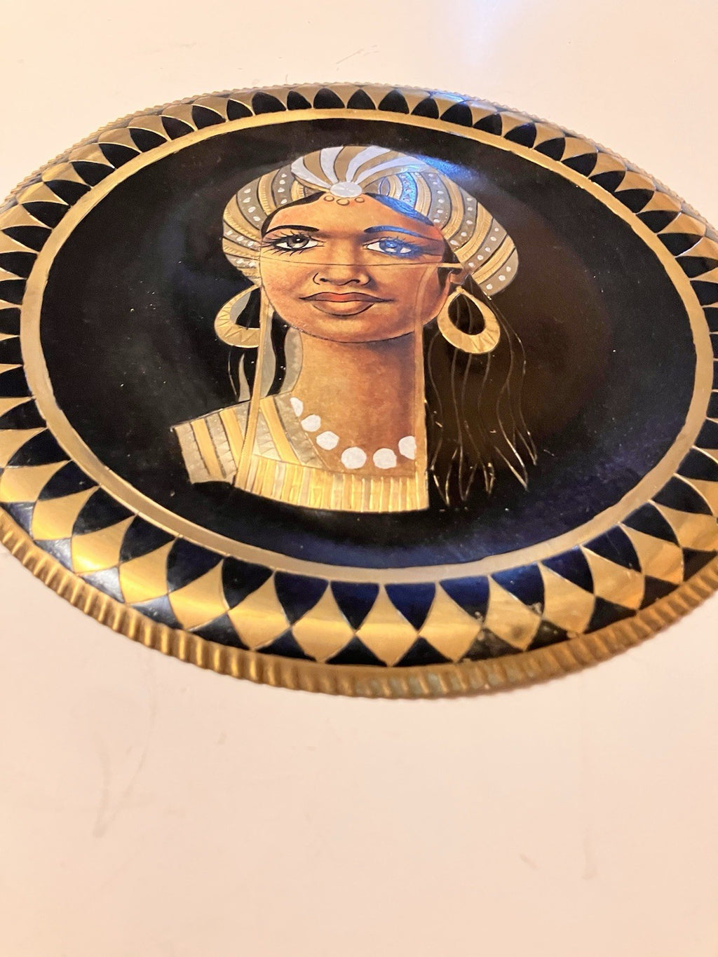 Vintage Egyptian/African Copper And Black Etched Wall Plate. EVC And Unique!