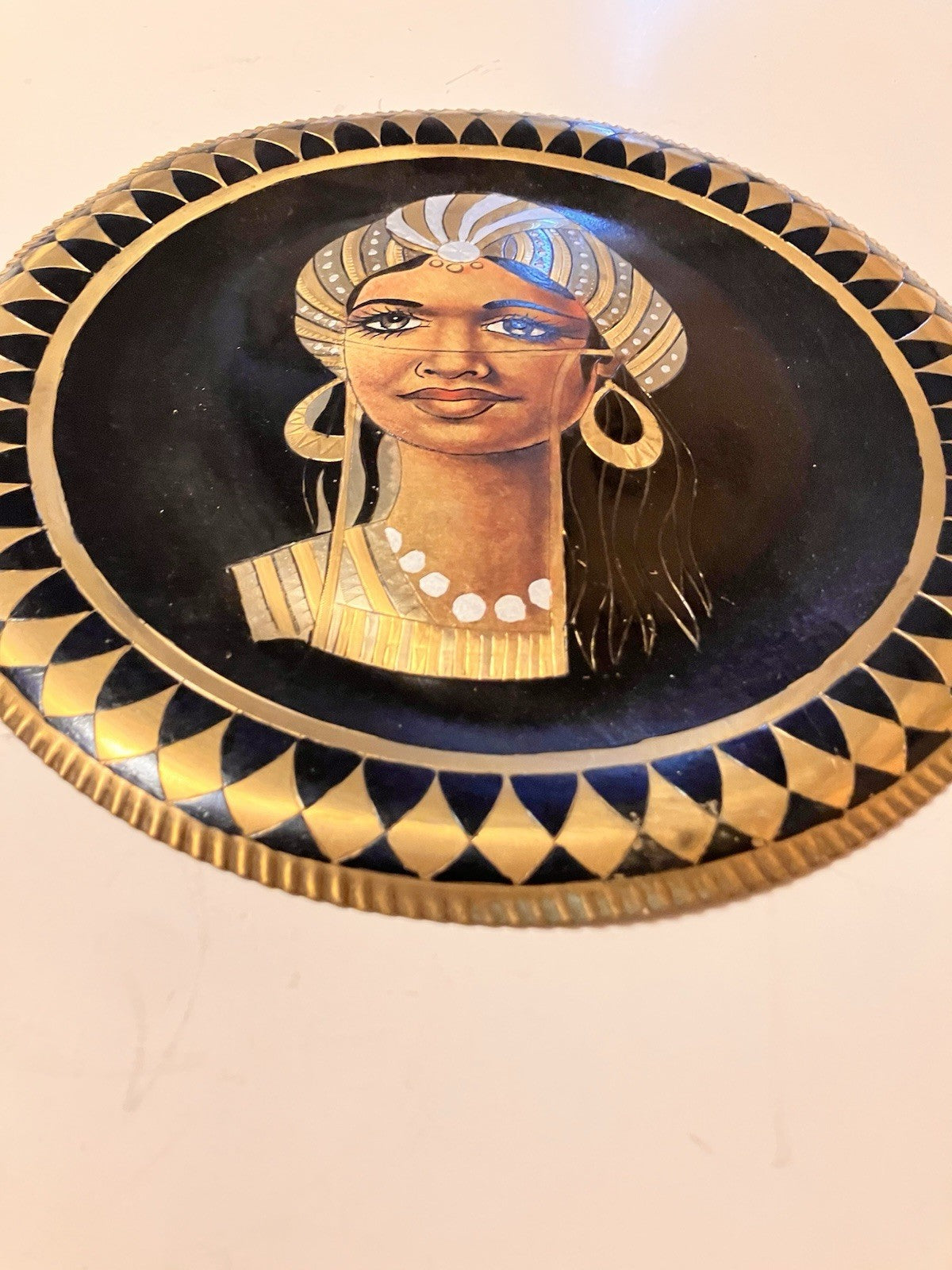 Vintage Egyptian/African Copper And Black Etched Wall Plate. EVC And Unique!