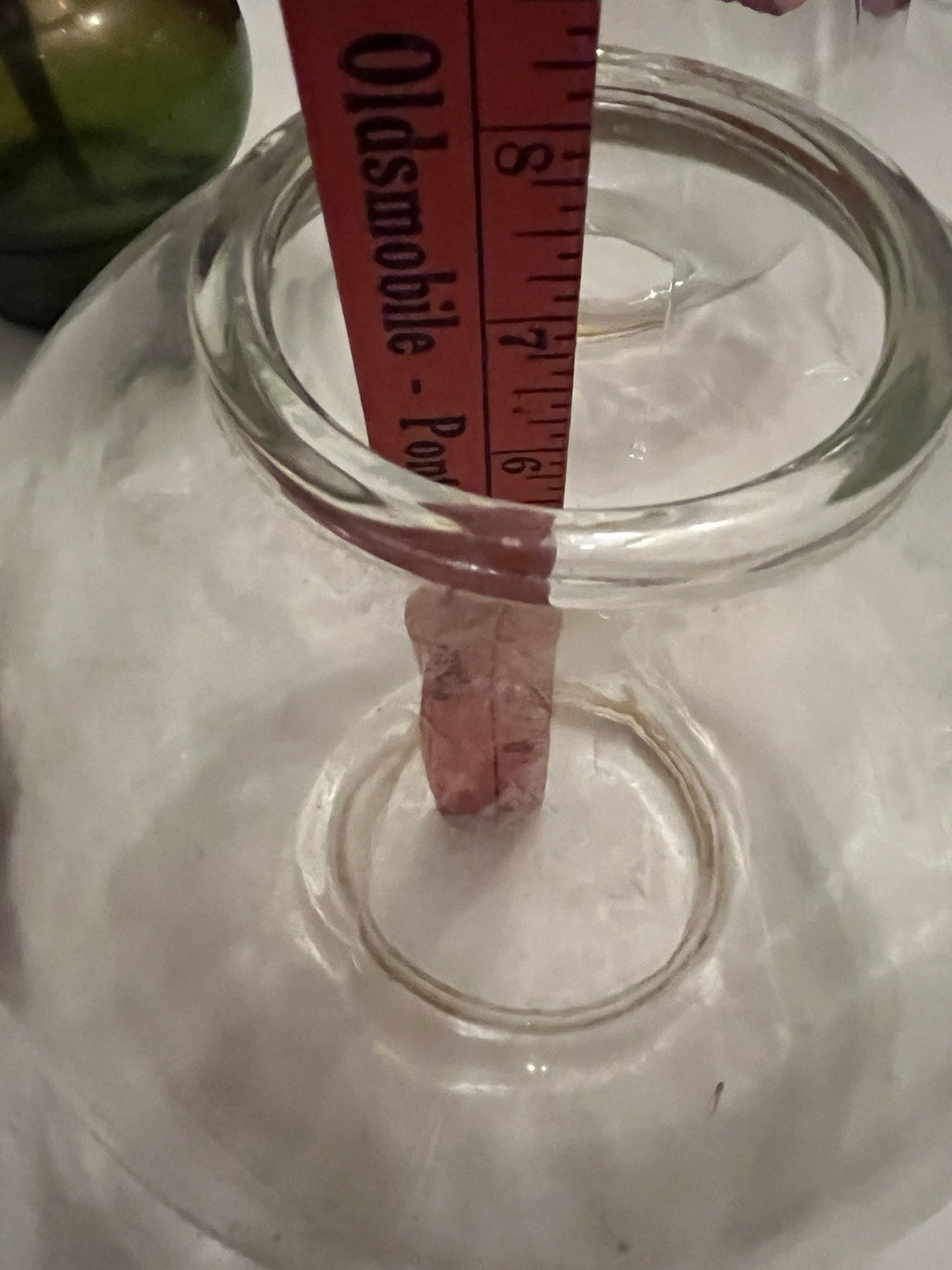 Vintage Amber-Green Glass Hurricane Kerosene Lamp  With Original Glass Globe