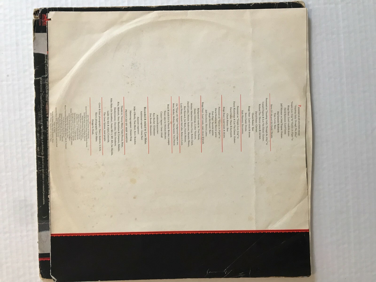 Ringo Starr Ringo The 4th 1977 NM/VG+ Custom Sleeve Atlantic SD 19108