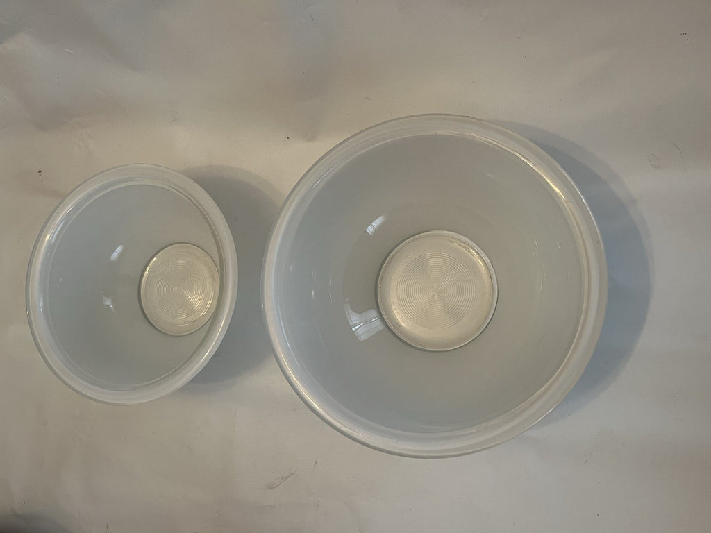Vintage PYREX Opal White- Clear Bottom Nesting Bowls 322, 323