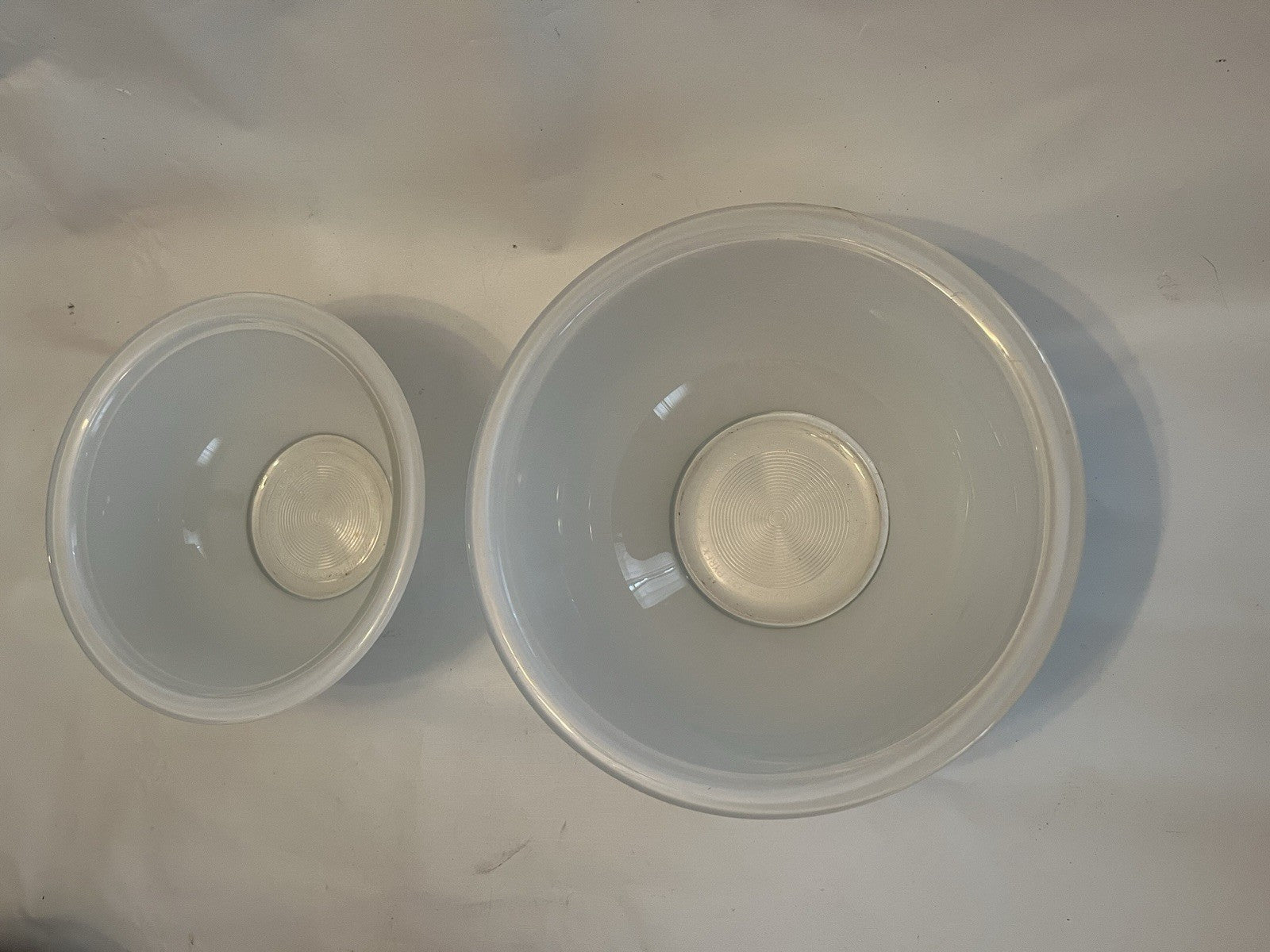 Vintage PYREX Opal White- Clear Bottom Nesting Bowls 322, 323