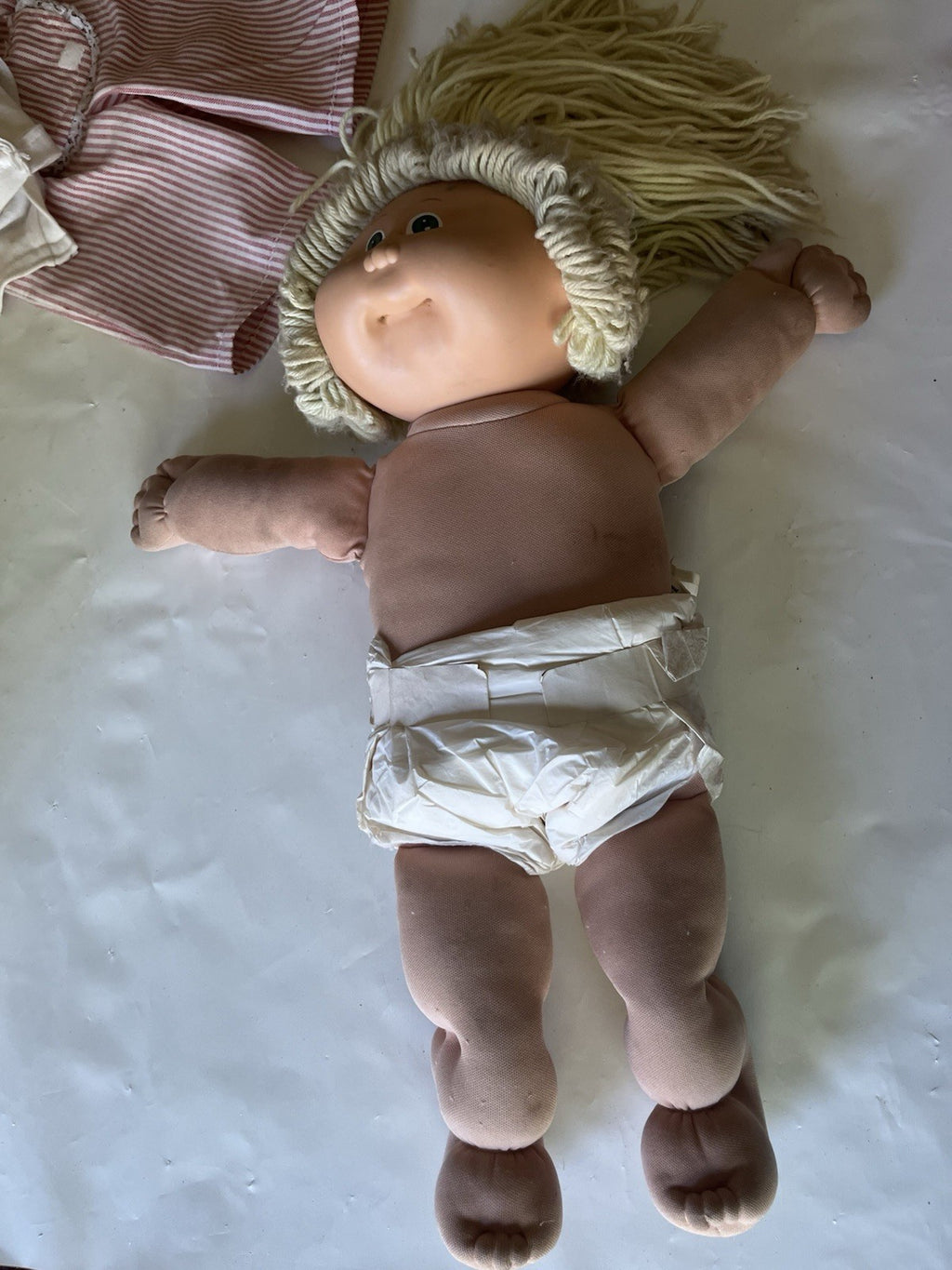 Vintage Cabbage Patch Kids 16” Blonde Girl Blue Eyes ‘78/82 HTF “Why Me?” Shirt