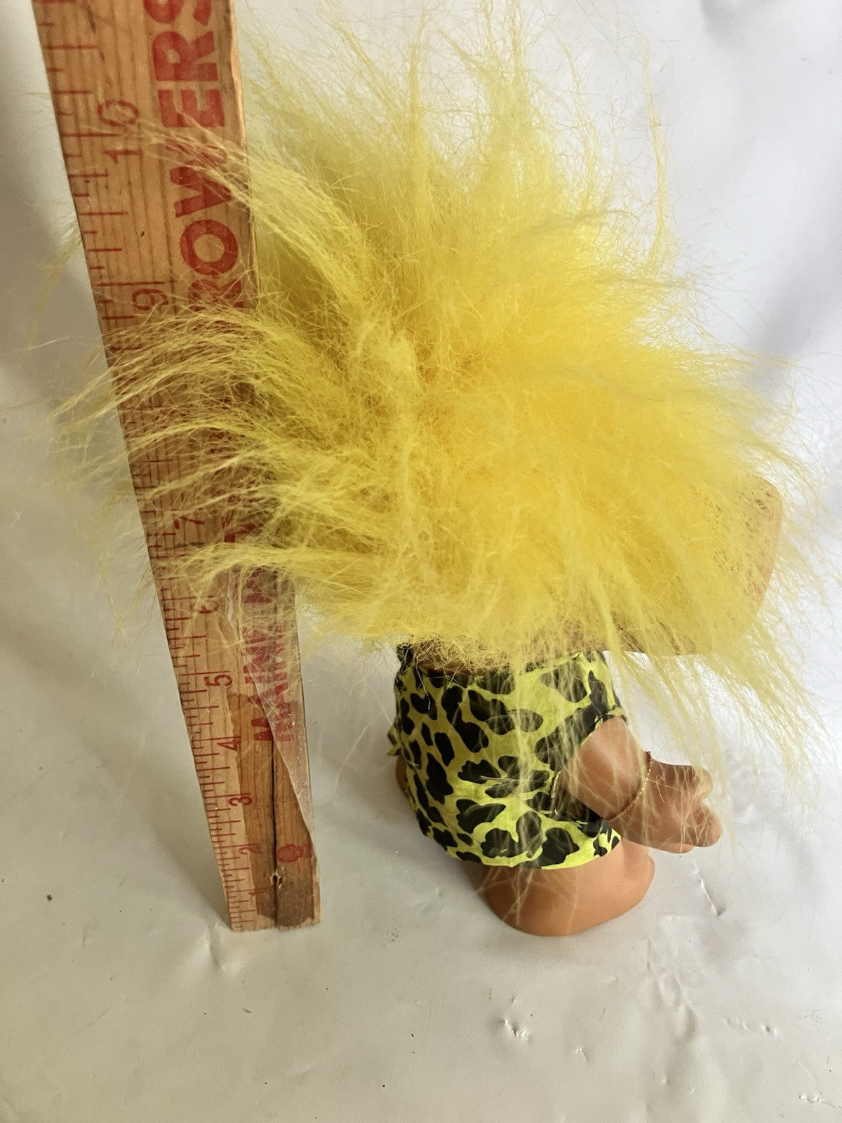 Uneeda Troll Doll Good Luck Wishnik Caveman Yellow Hair Clothing; 8” Tall