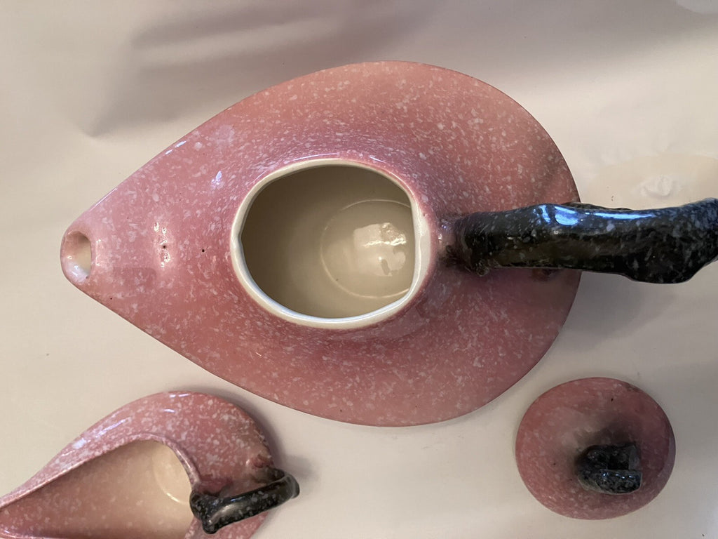 Vintage Hill Royal Pink & Black Genie Lamp Tea Pot and Creamer EVC