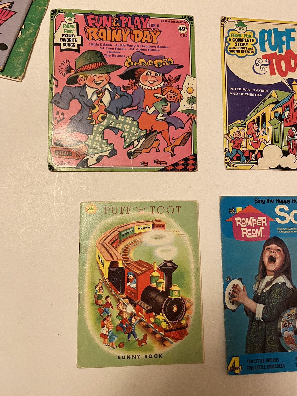 Lot of 6 Kids Books w/45 record Puff & Toot/Hansel/Sesame Street/101 Dalmations