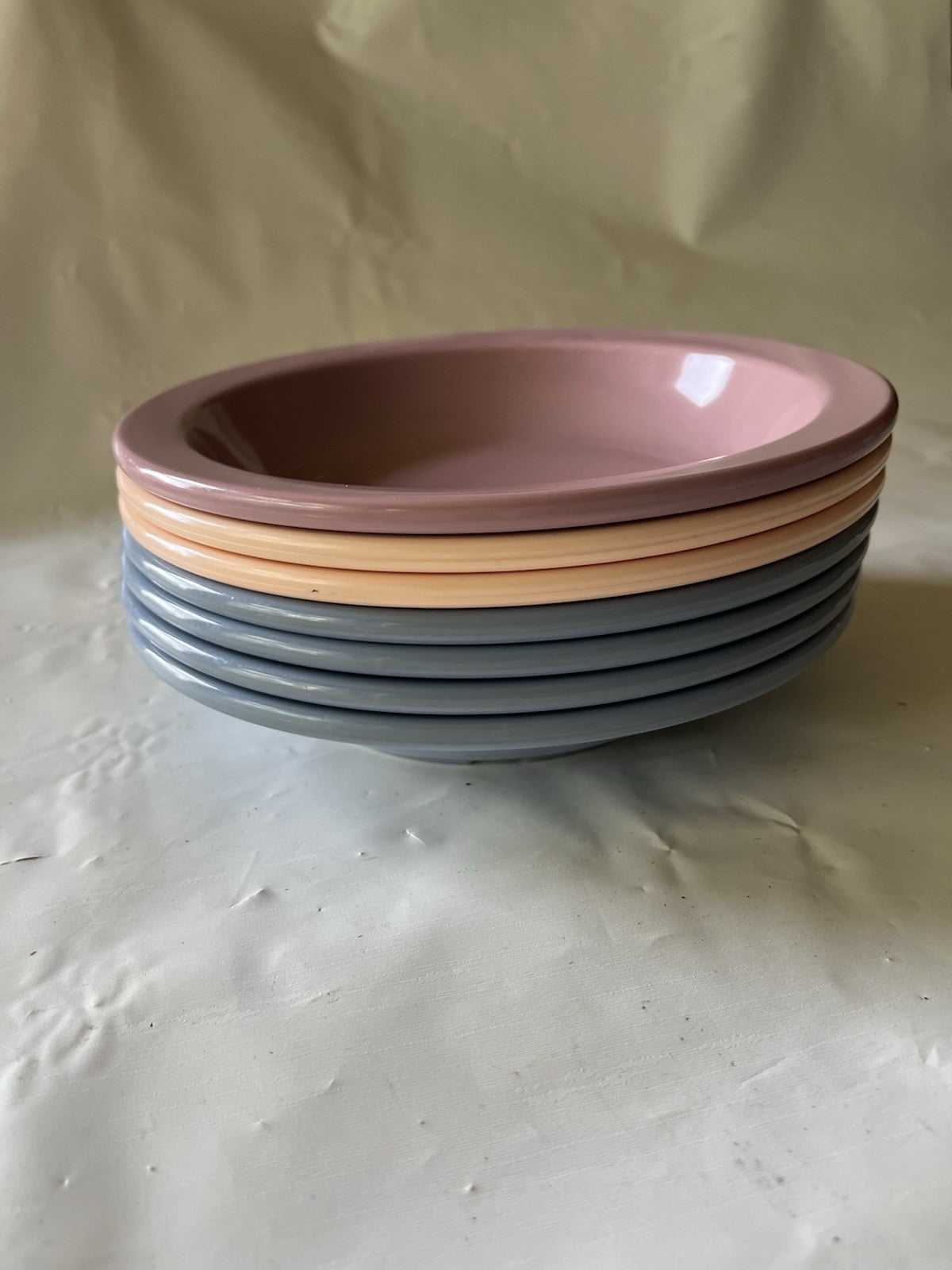 Vintage MCM Pastel Pallet Of Melamine Dessert Bowls (7) Dallas Ware Style B-75