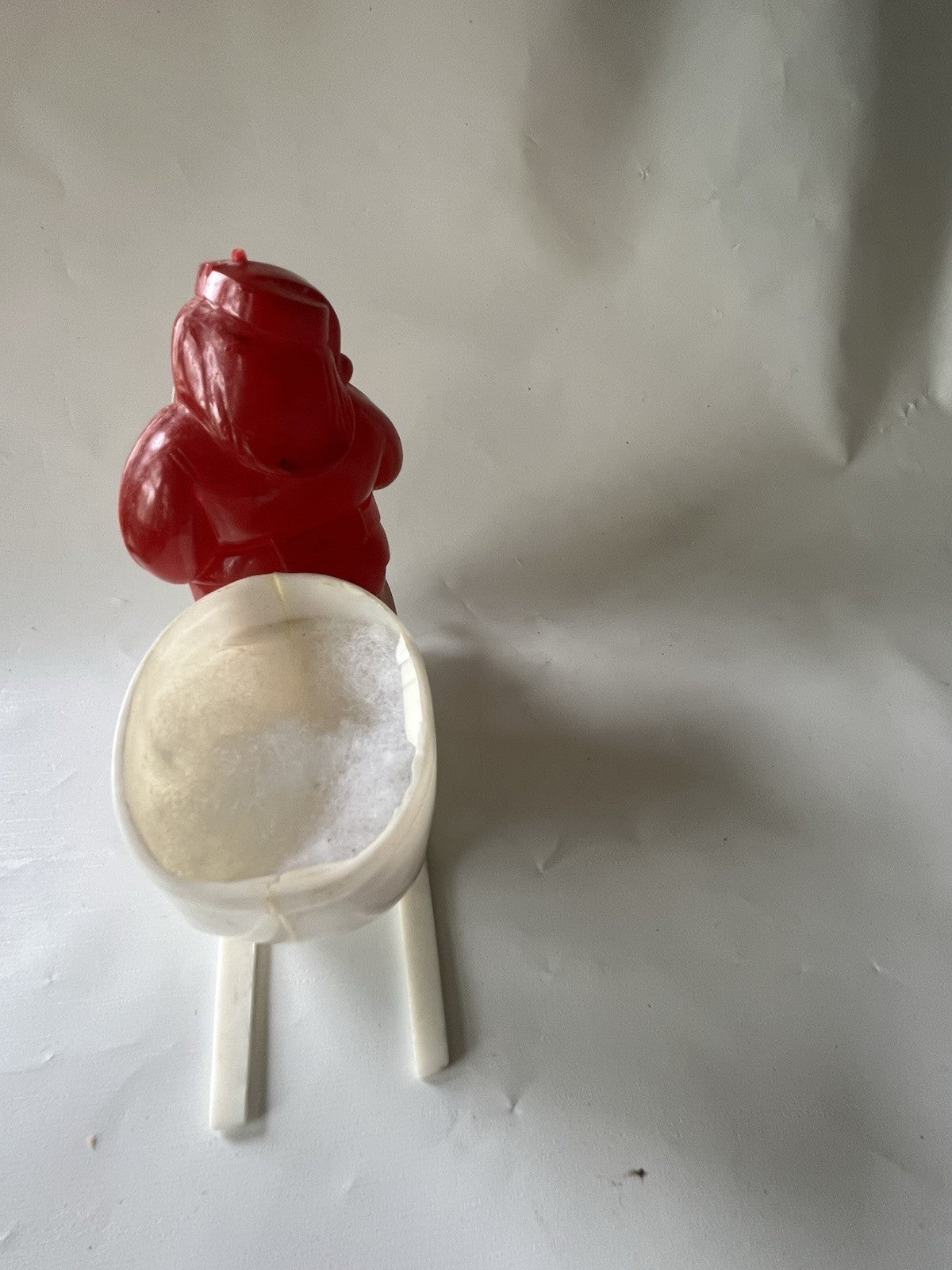 Vintage Christmas Rosbro Plastic Santa Claus White Sleigh Candy Container BROKE