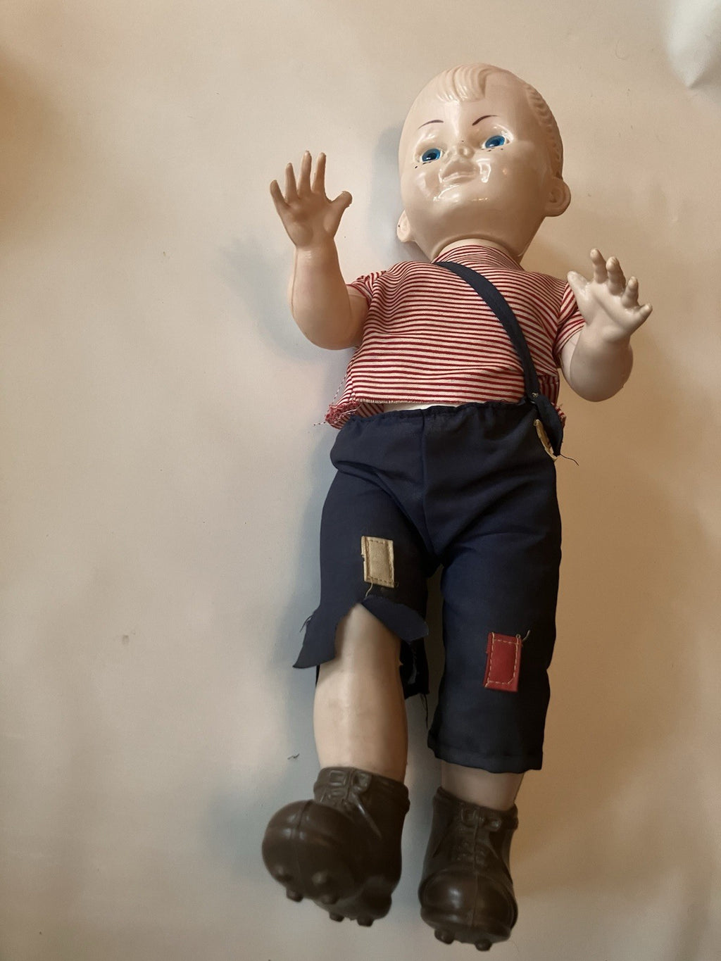 Vintage 15” Boy Celluloid Doll With Original Clothes