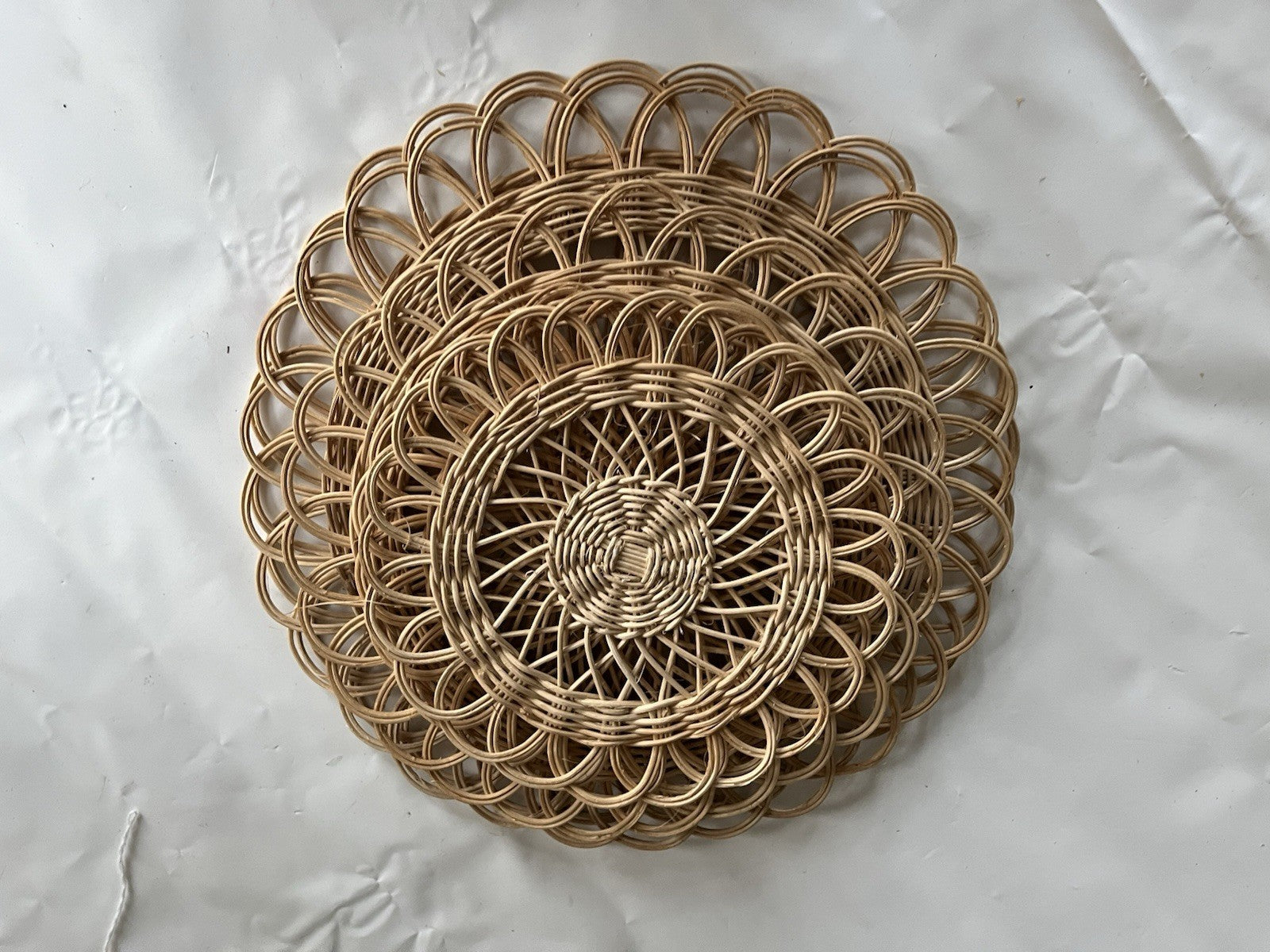 5-Vintage MCM Wicker Woven Circle Wall Decorations; Abstract/Boho/60s EVC!