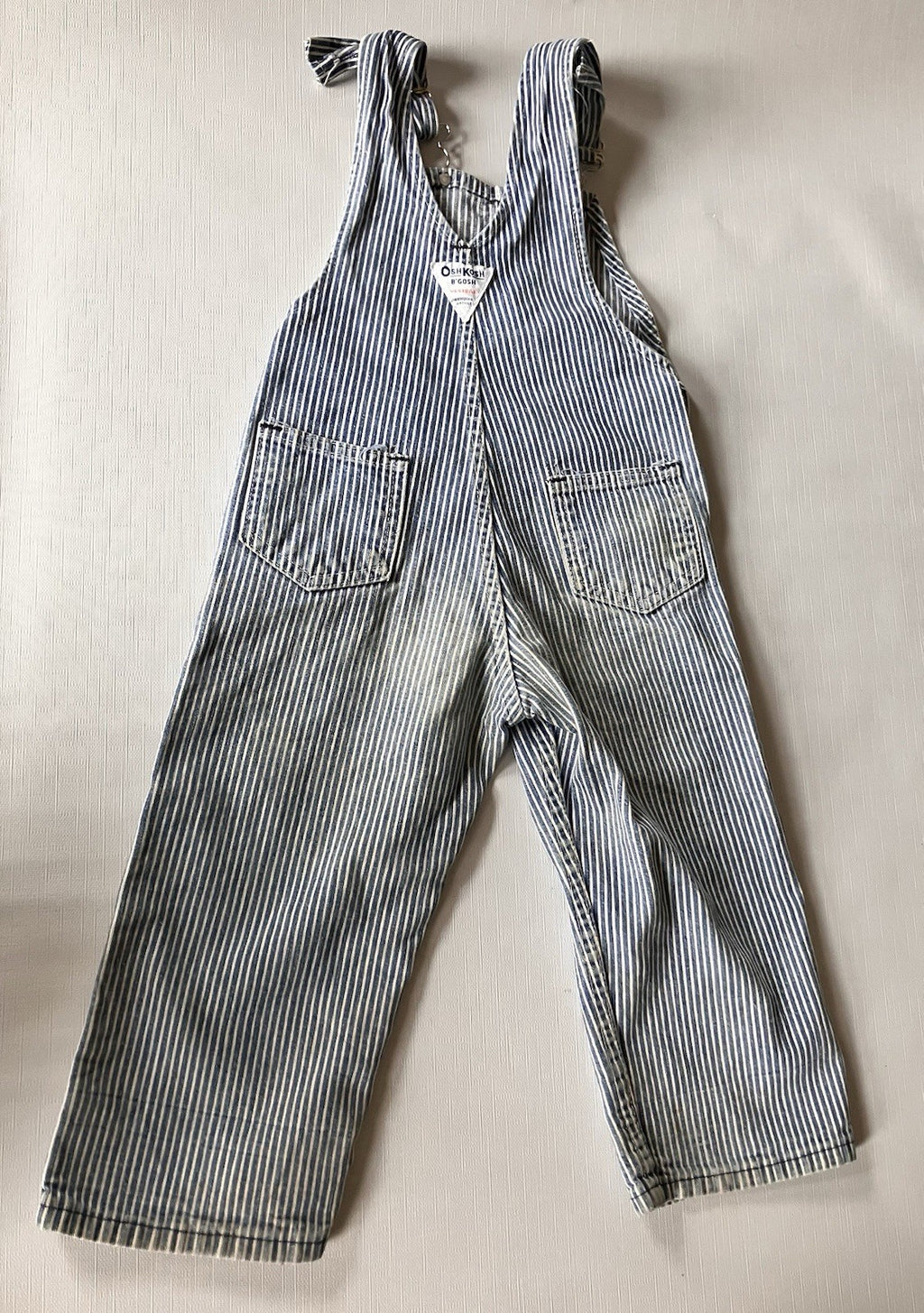 Vintage OshKosh Overalls Vestbak 3T  Bibs Pinstripe Railroad Hickory Stripe