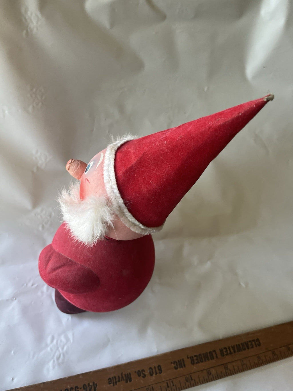 1946 WEST GERMANY 7” SANTA FIGURAL CANDY CONTAINER CHRISTMAS Flocked Paper Mache