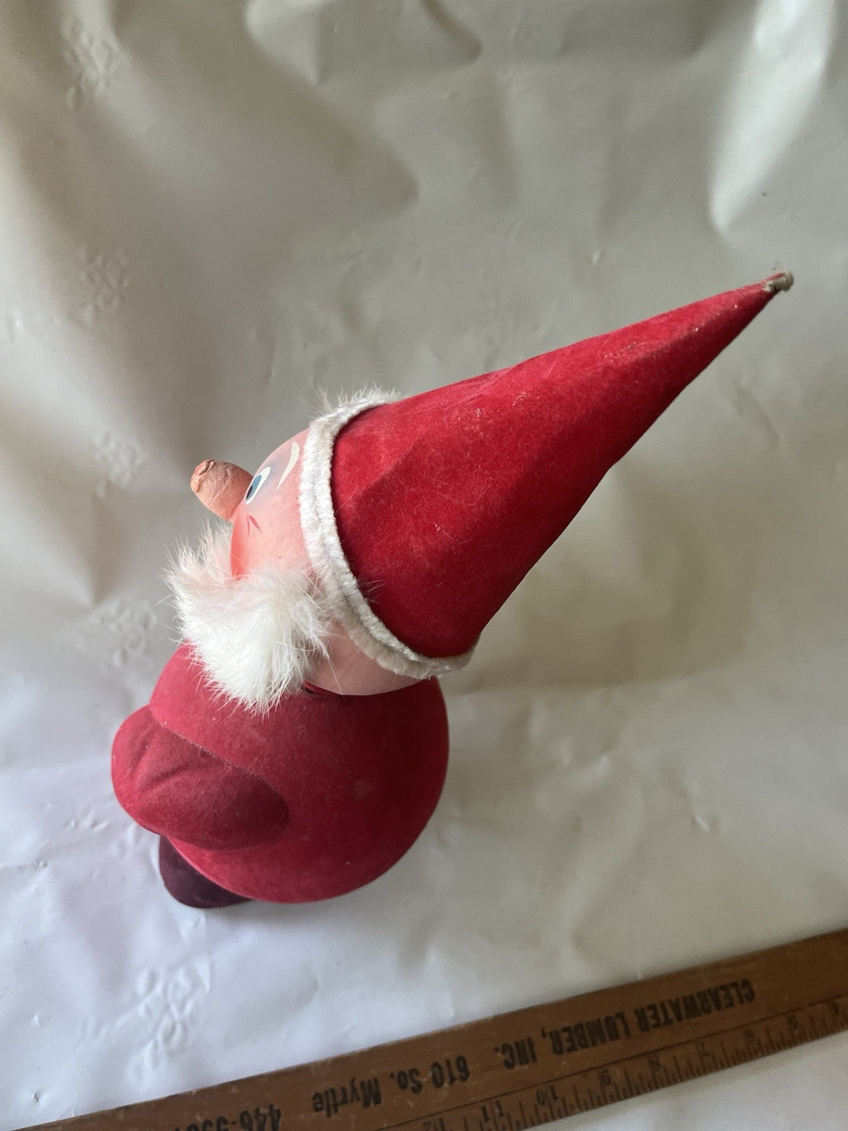 1946 WEST GERMANY 7” SANTA FIGURAL CANDY CONTAINER CHRISTMAS Flocked Paper Mache
